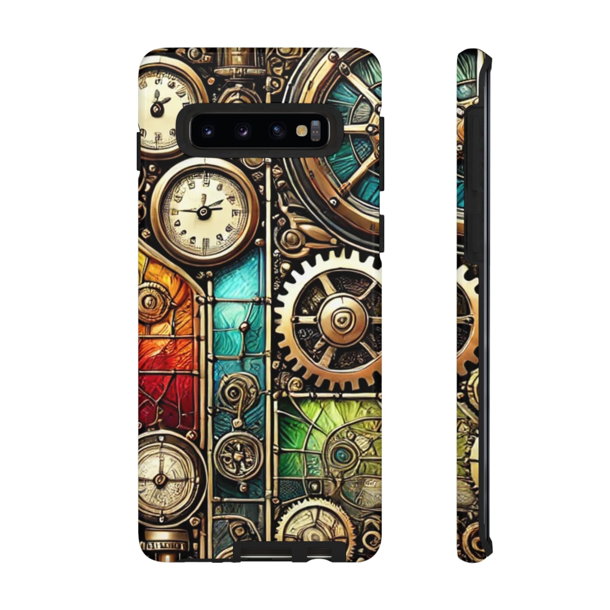 Steampunk Faux Stained Glass Android Phone Case – 3D Full-Wrap Protective Cover with TPU Liner