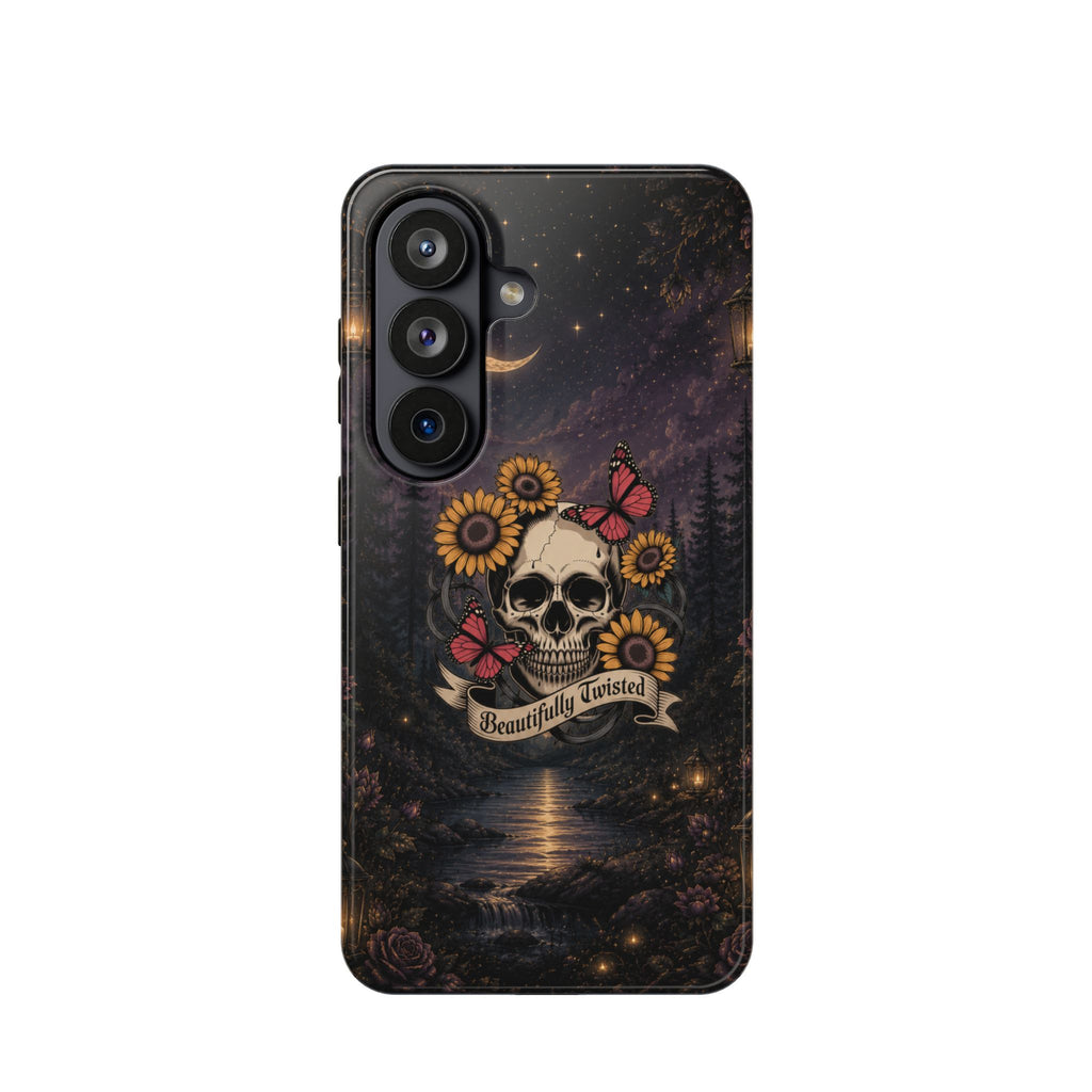 Skull, Sunflowers & Butterflies Phone Case – "Beautifully Twisted" MagSafe Cover