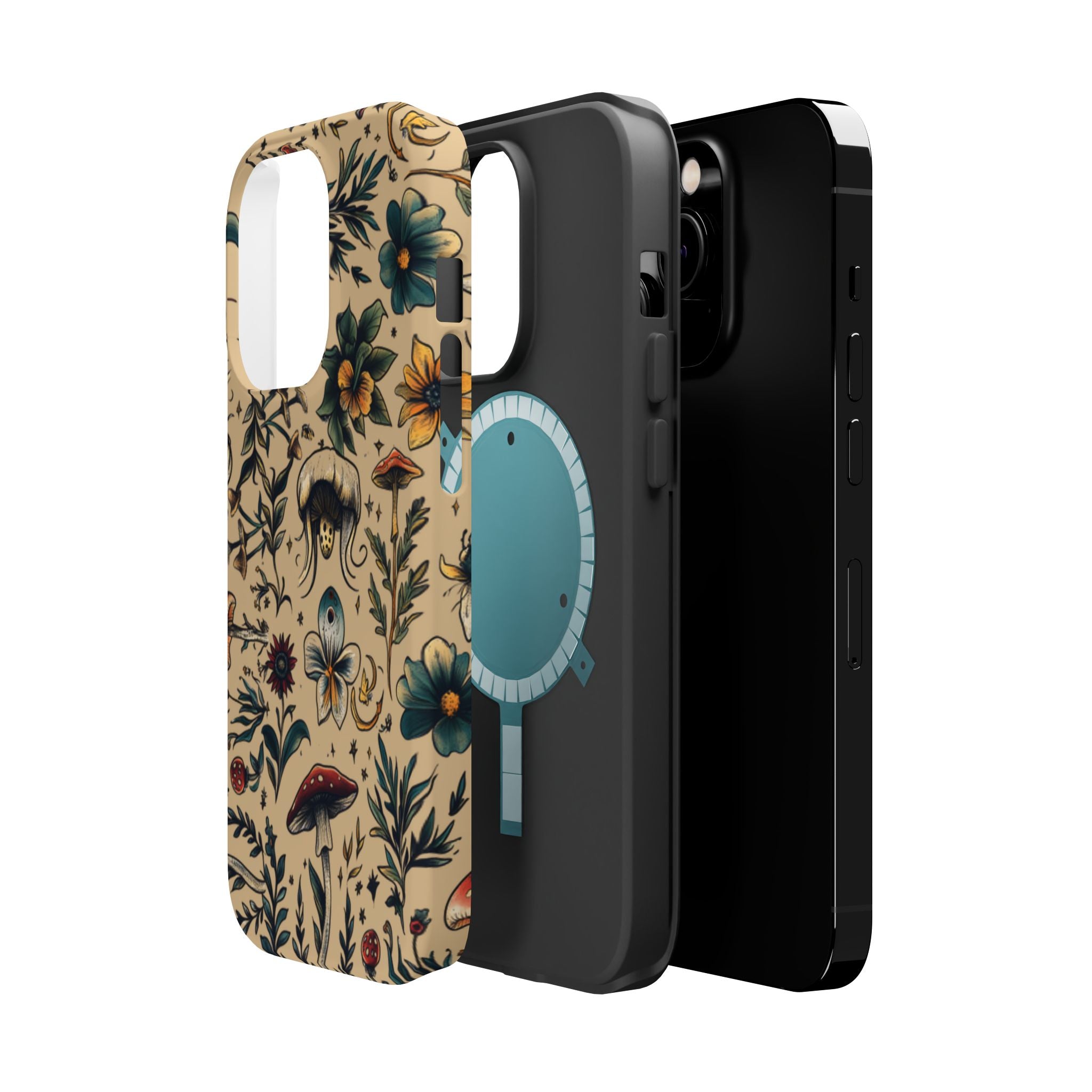 Vintage Botanical Mushroom Phone Case – MagSafe-Compatible Cover