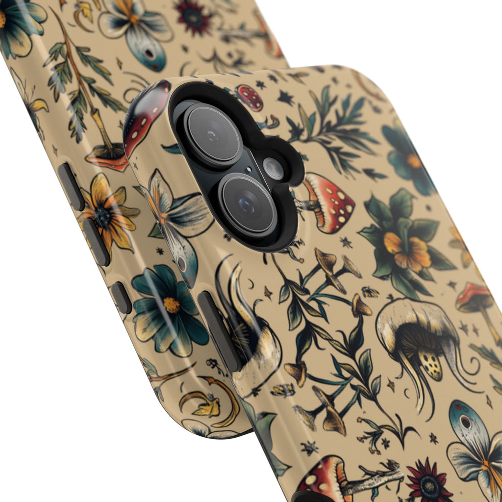 Vintage Botanical Mushroom Phone Case – MagSafe-Compatible Cover