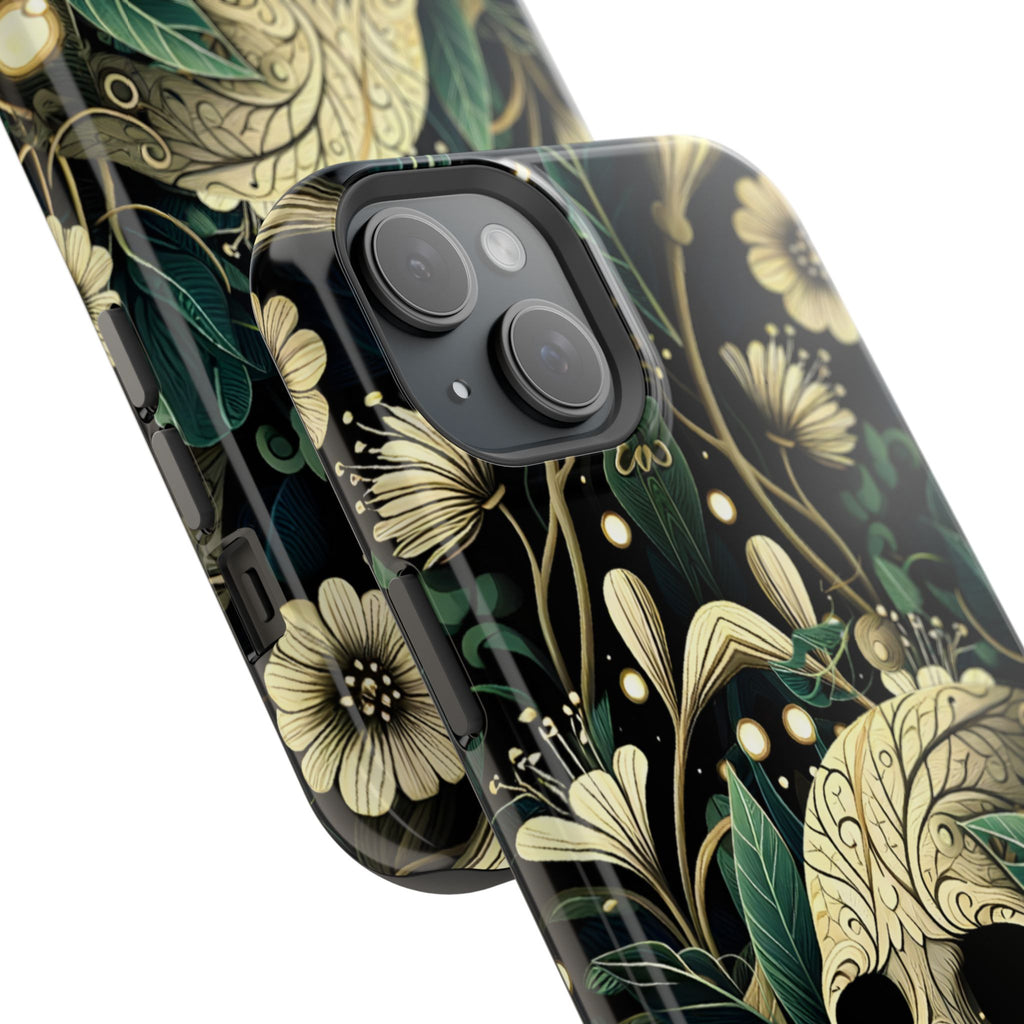 Floral Skull Phone Case – Botanical Gothic MagSafe-Compatible Cover