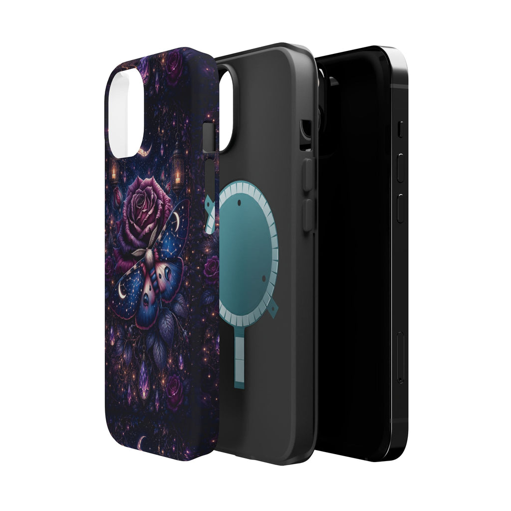 Mystical Rose & Moth Phone Case – Floral MagSafe-Compatible Cover