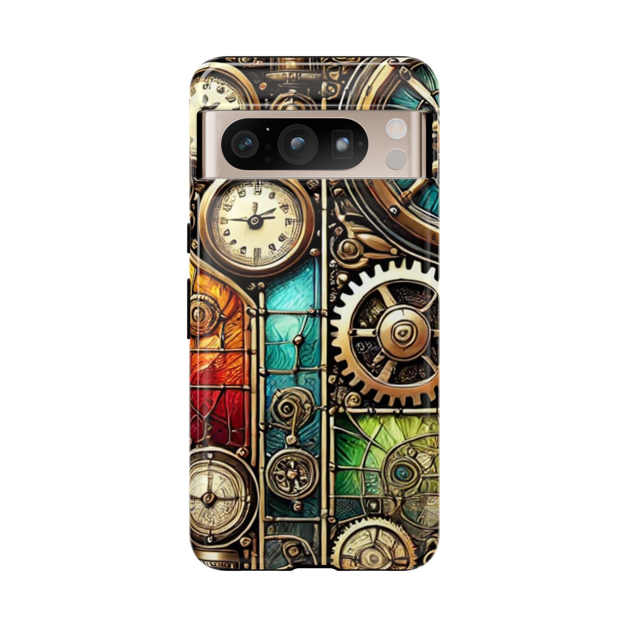 Steampunk Meets Stained Glass Android Case, Artistic Gear Design