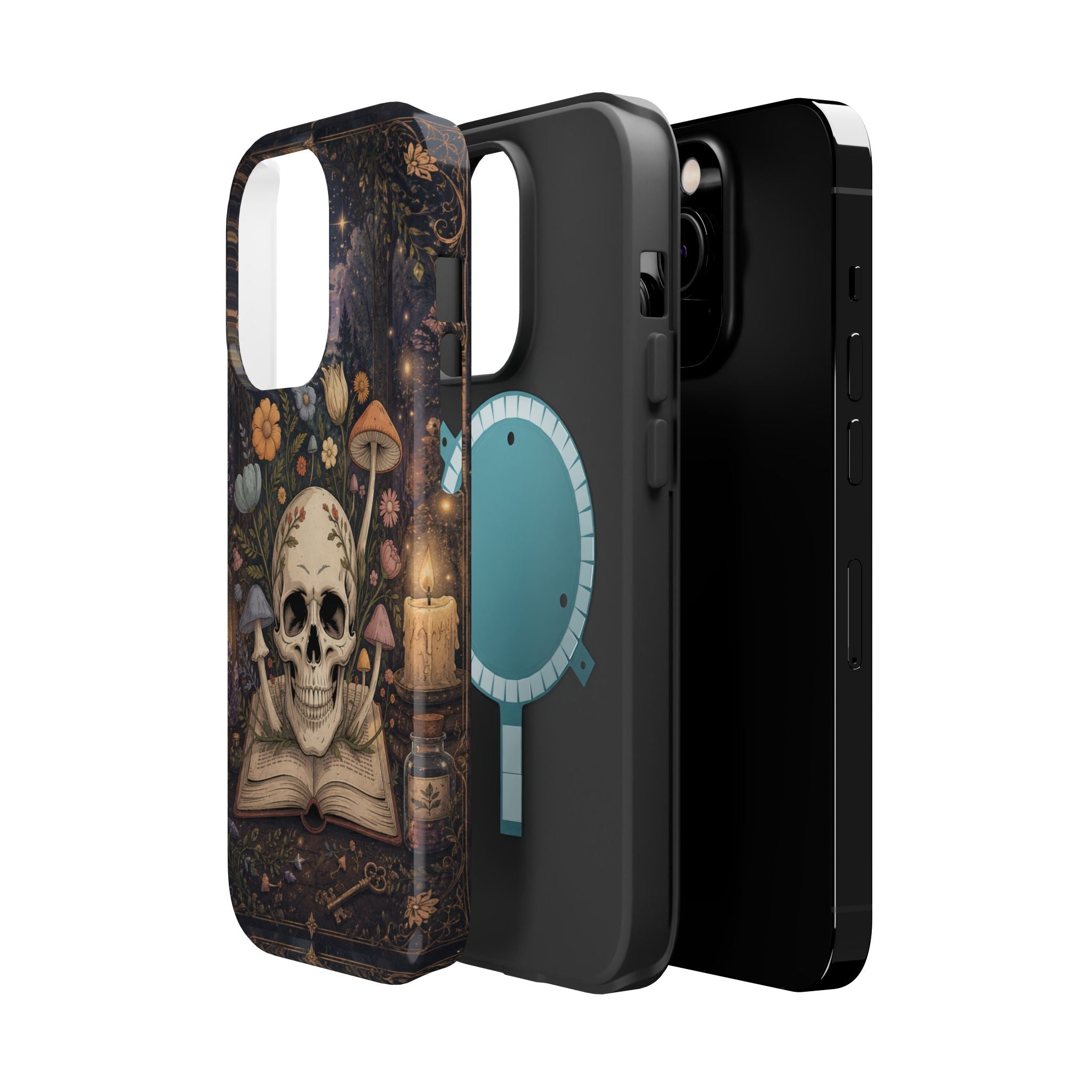 Skull & Mushroom Phone Case – Gothic MagSafe-Compatible Impact-Resistant Case