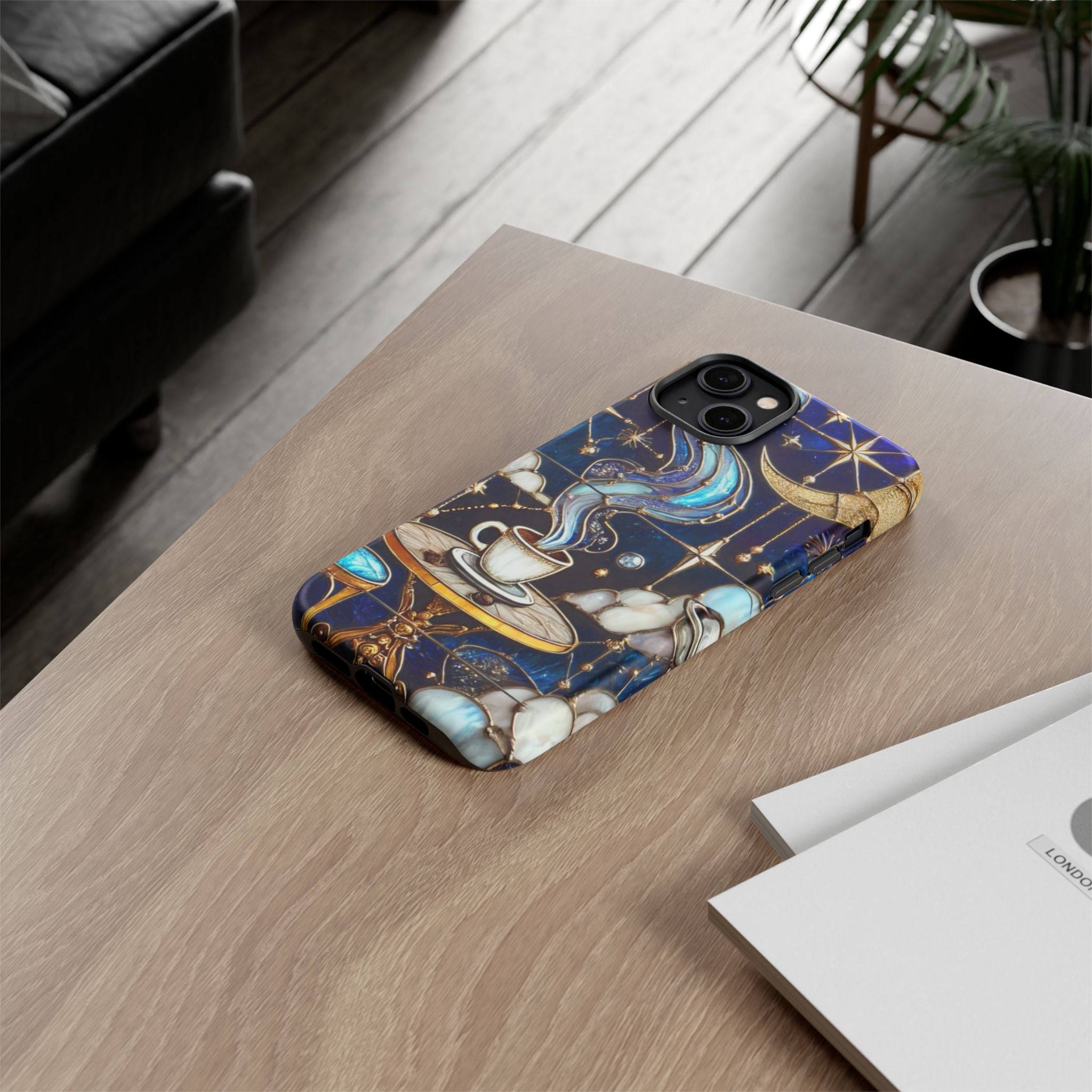 Celestial Stained Glass Coffee iPhone Case – Shockproof 3D Wrap