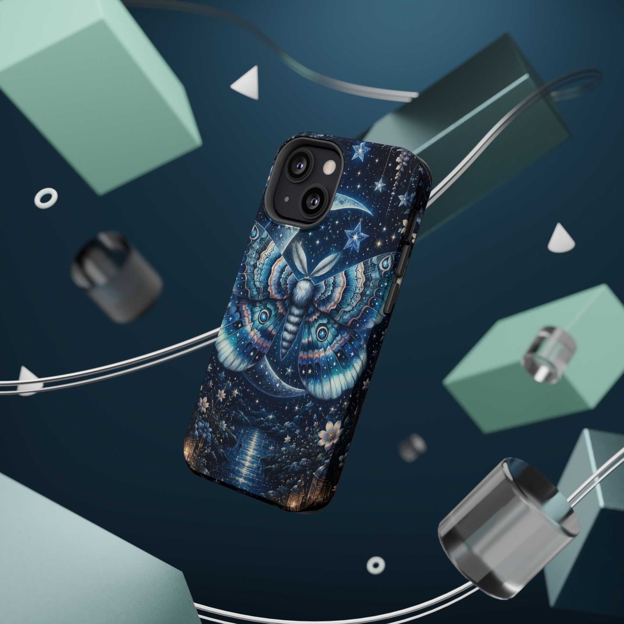 Mystic Moth Moon Phone Case – Night Sky MagSafe-Compatible Cover