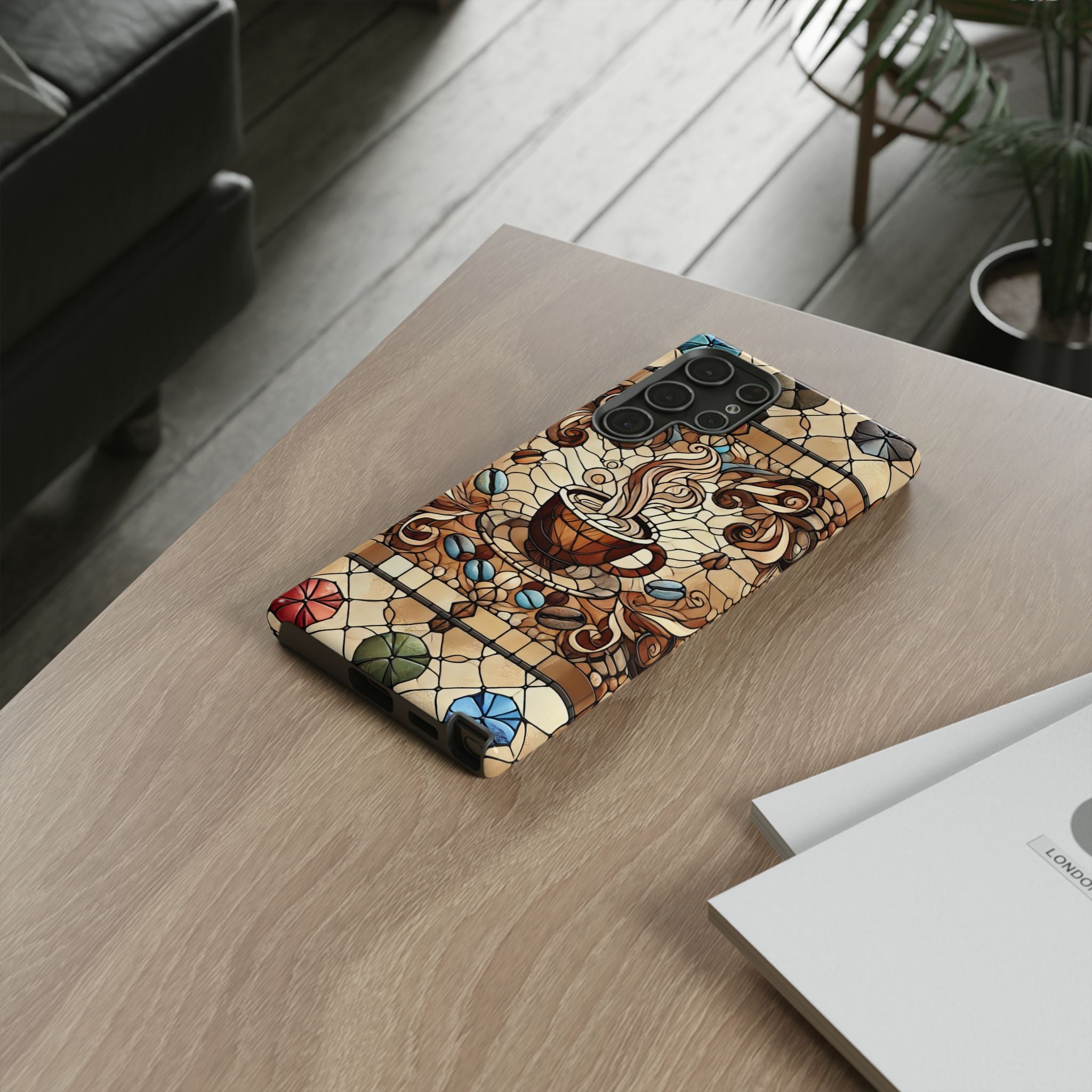 Stained Glass Coffee Android Phone Case – Shockproof TPU, 3D Wrap