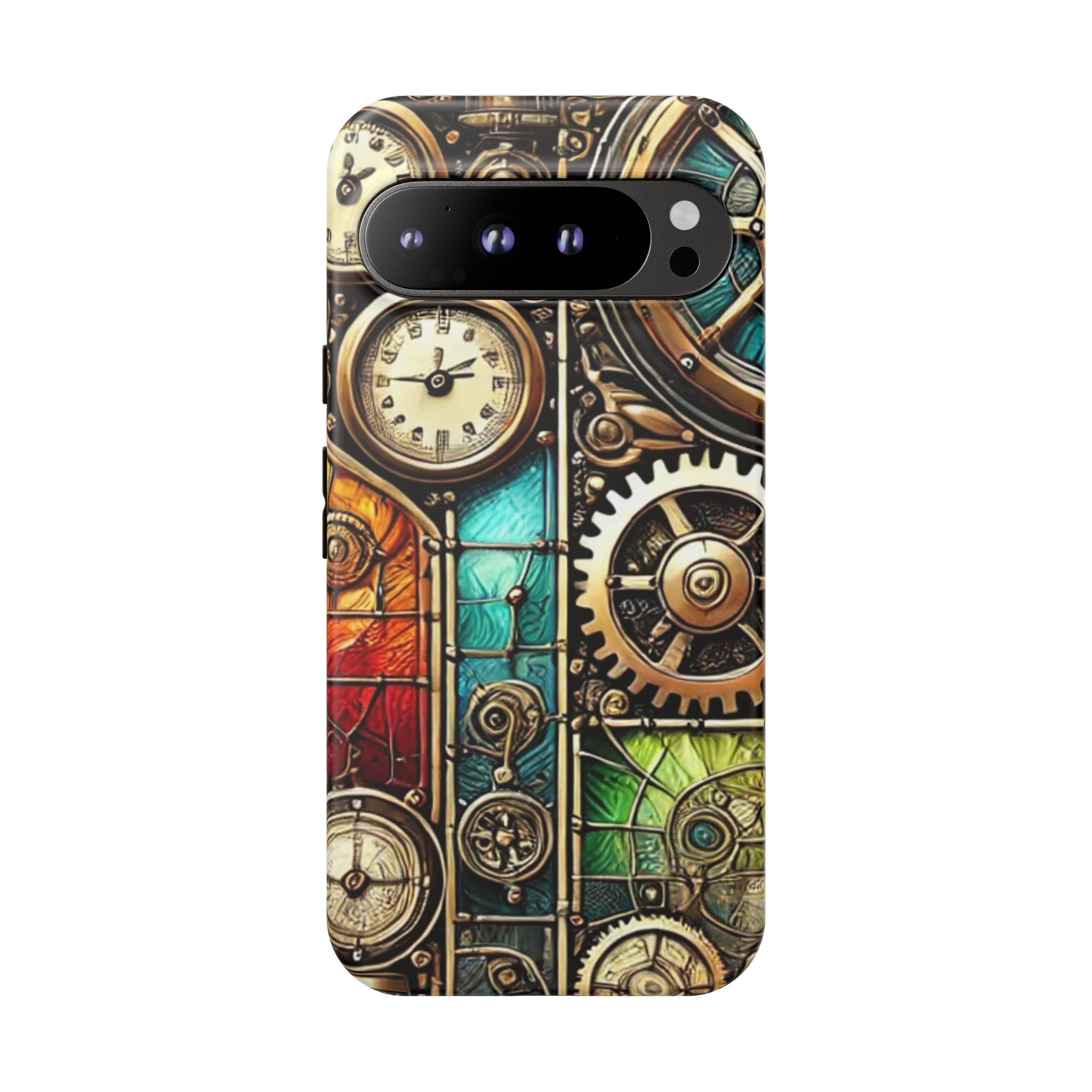 Steampunk Meets Stained Glass Android Case, Artistic Gear Design