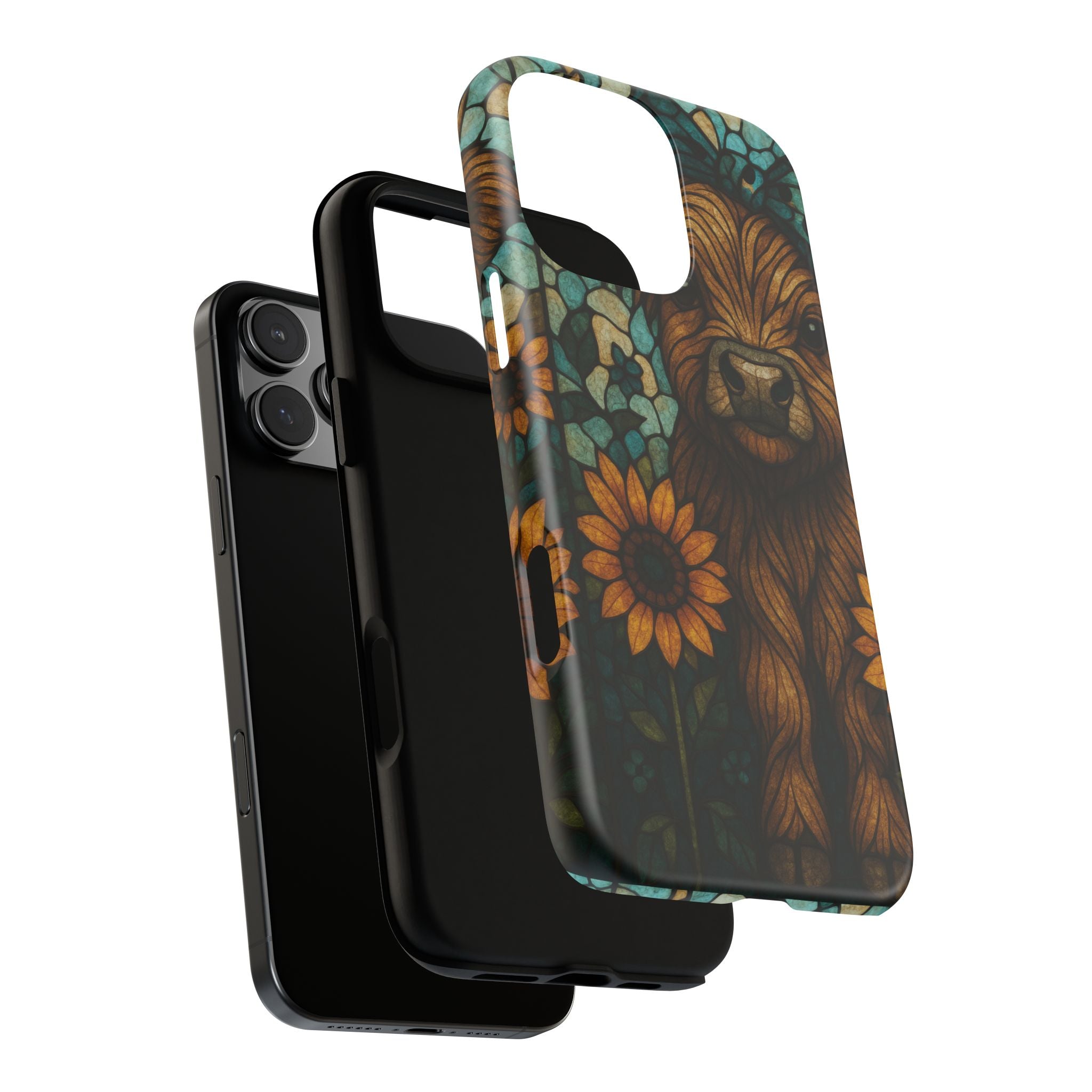 Stained Glass Baby Cow Phone Case – Sunflower Farmhouse Animal Design
