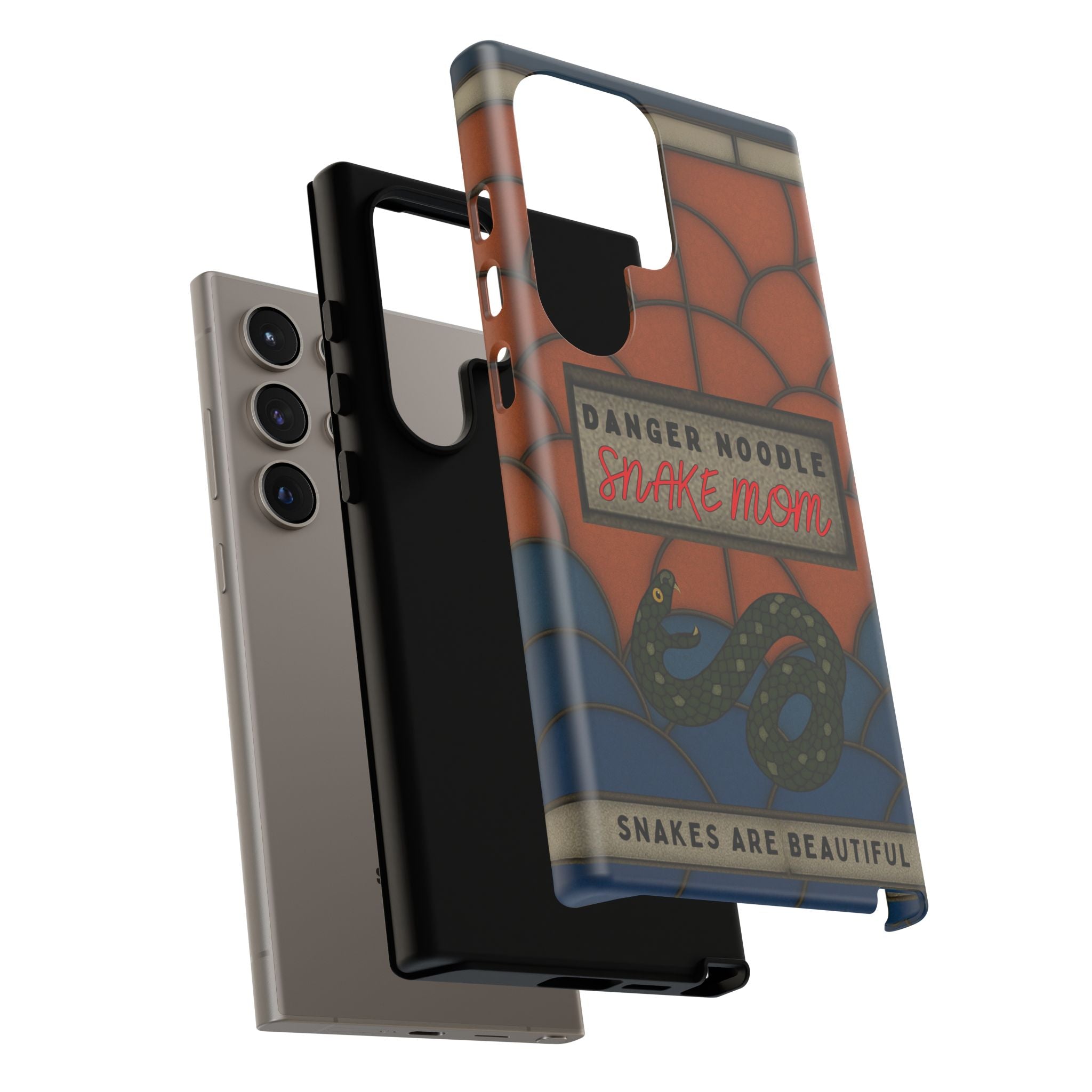 Danger Noodle Snake Mom Phone Case | Snakes Are Beautiful |Stained Glass Snake Art | Funny Snake Lover Gift |  Reptile Mom Phone Cover