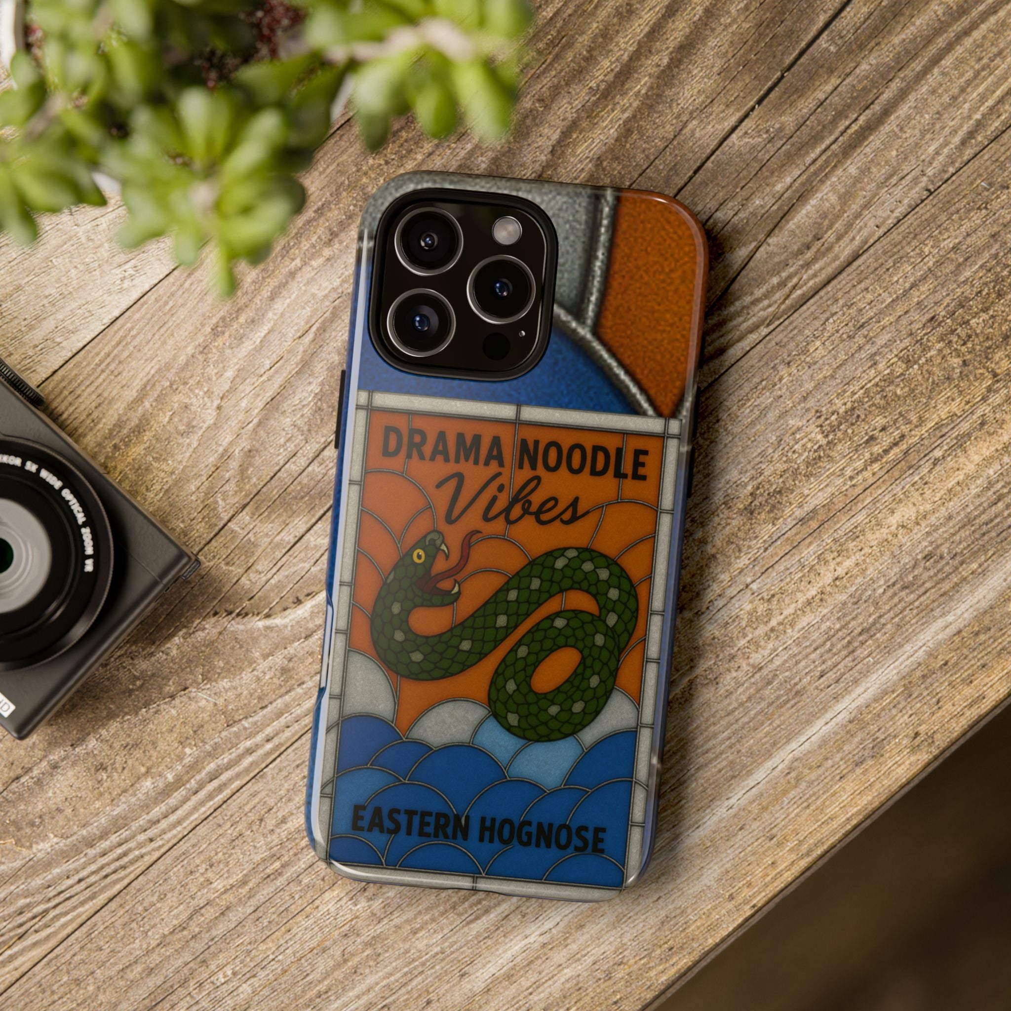Stained Glass Snake Phone Case – Vibrant Drama Noodle Aesthetic Cover