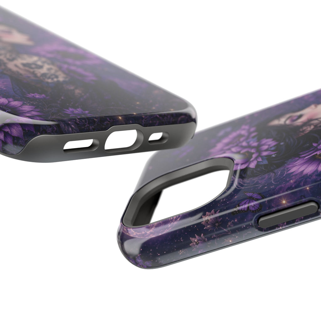 Gothic Floral Woman Phone Case – Dark Botanical MagSafe-Compatible Cover