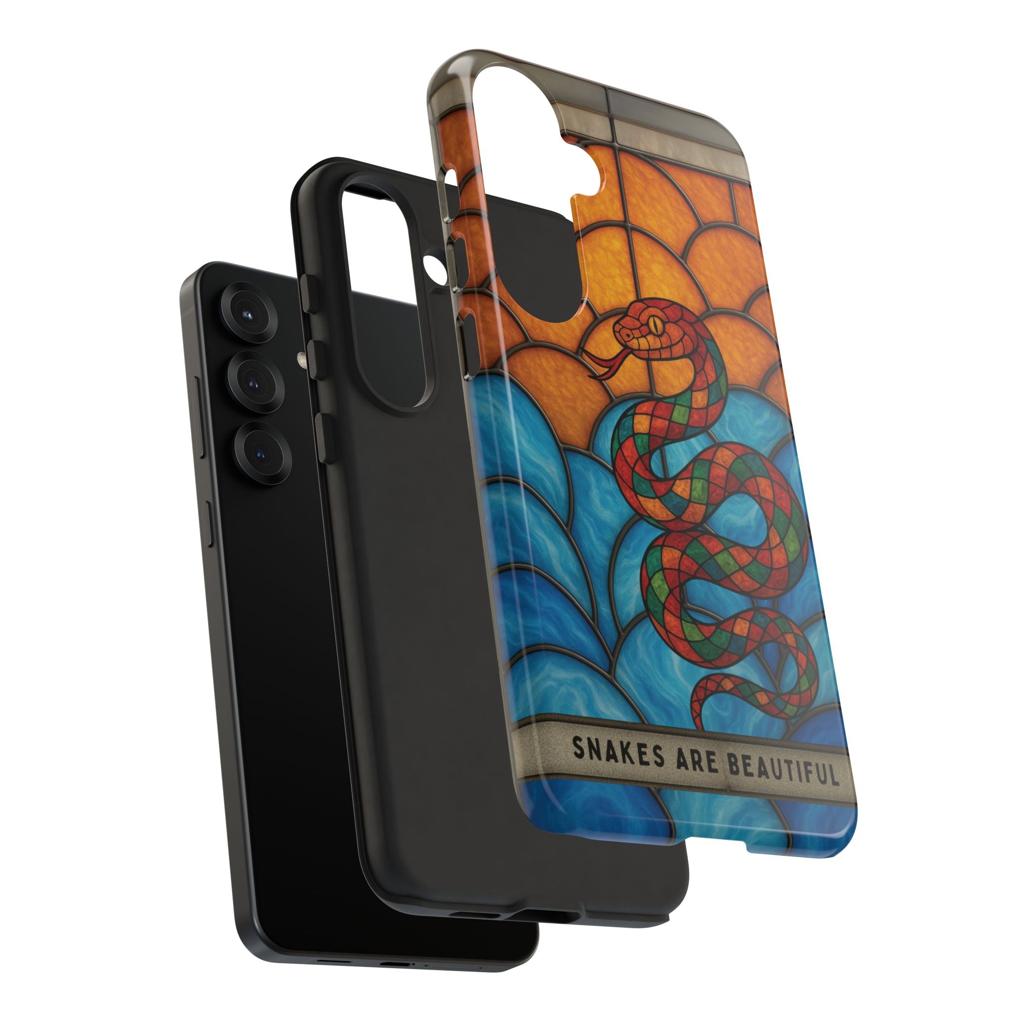 Snakes Are Beautiful Stained Glass Phone Case, Colorful Reptile Design Phone Cover, Nature Lovers Reptile Phone Case, Danger Noodle Case