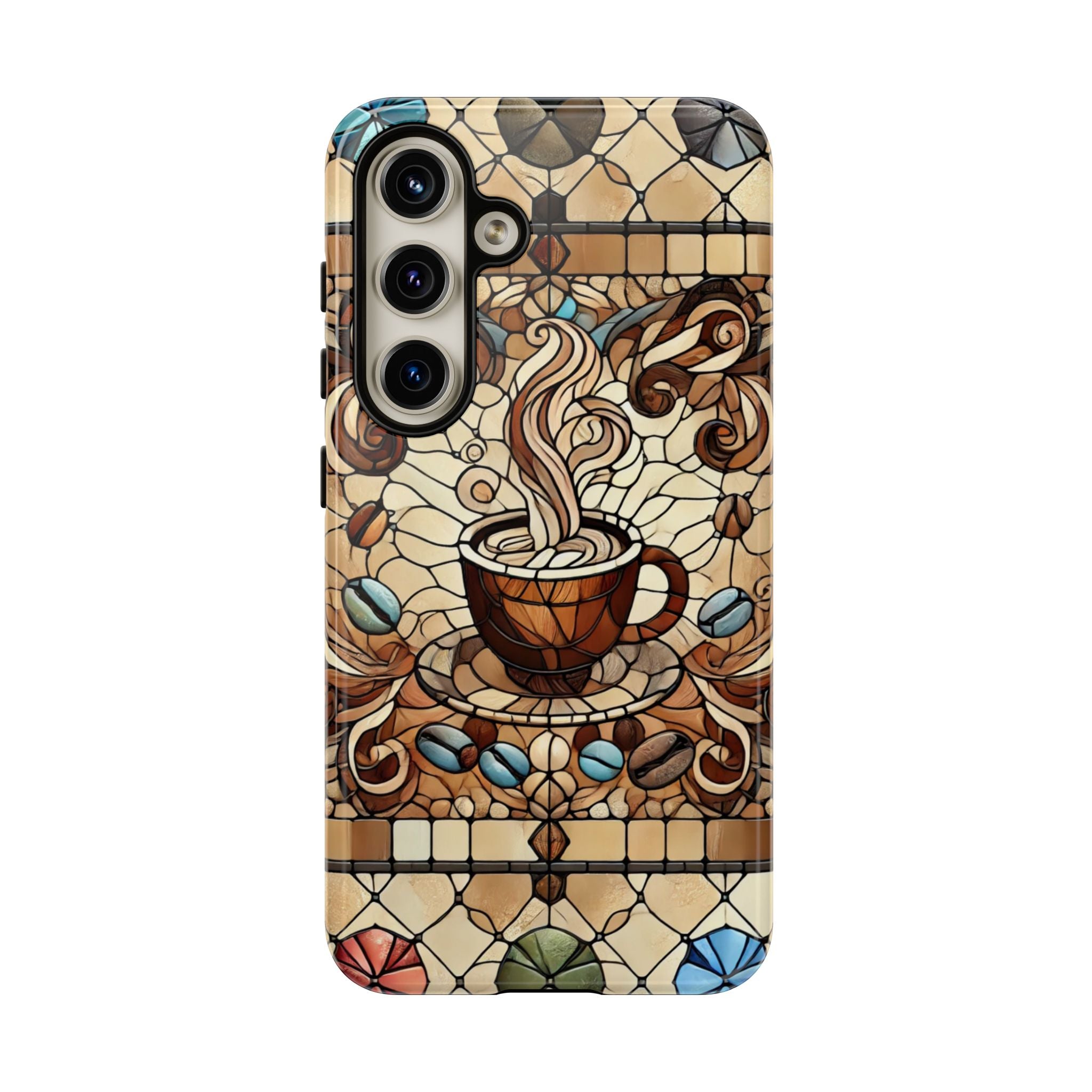 Stained Glass Coffee Android Phone Case – Shockproof TPU, 3D Wrap