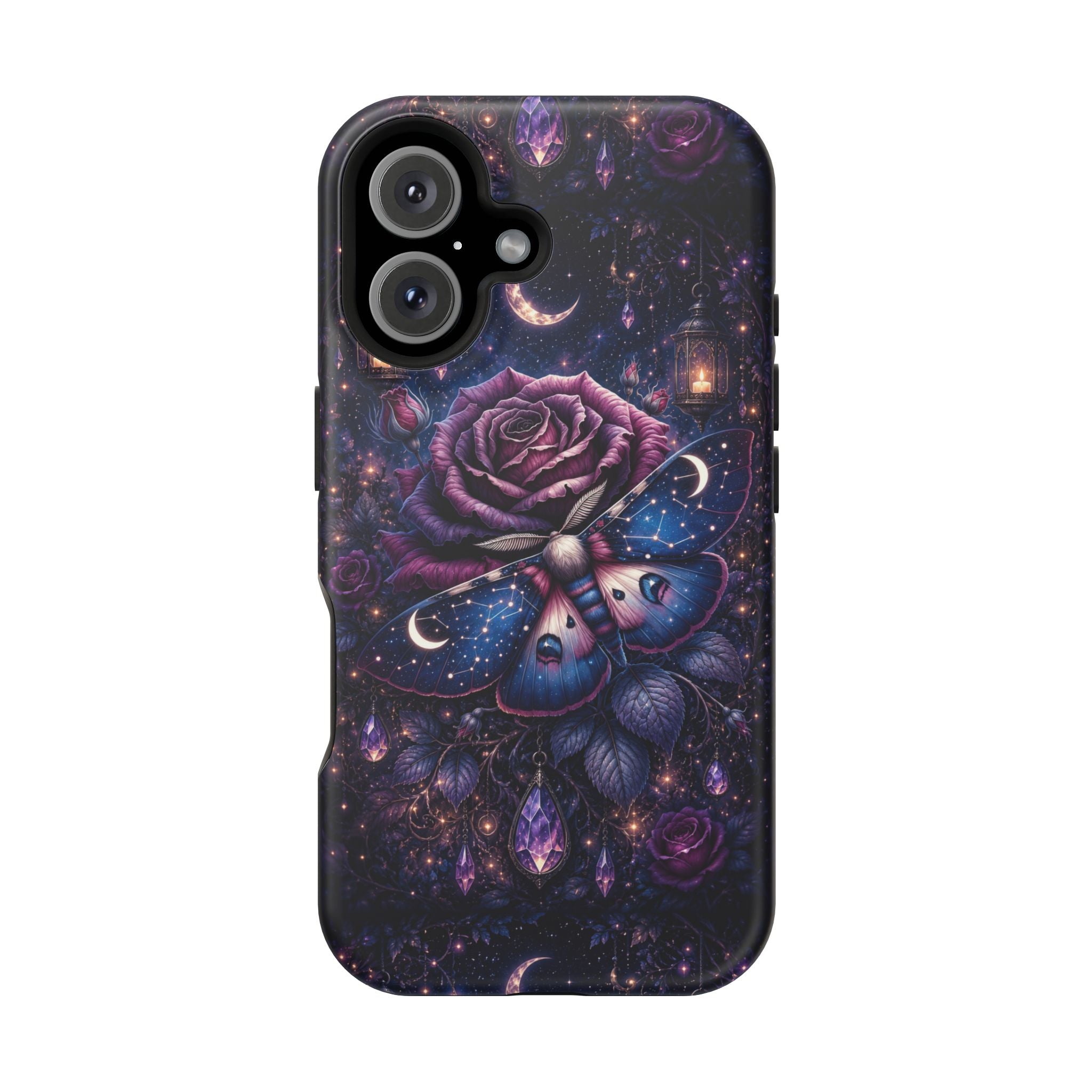 Mystical Rose & Moth Phone Case – Floral MagSafe-Compatible Cover
