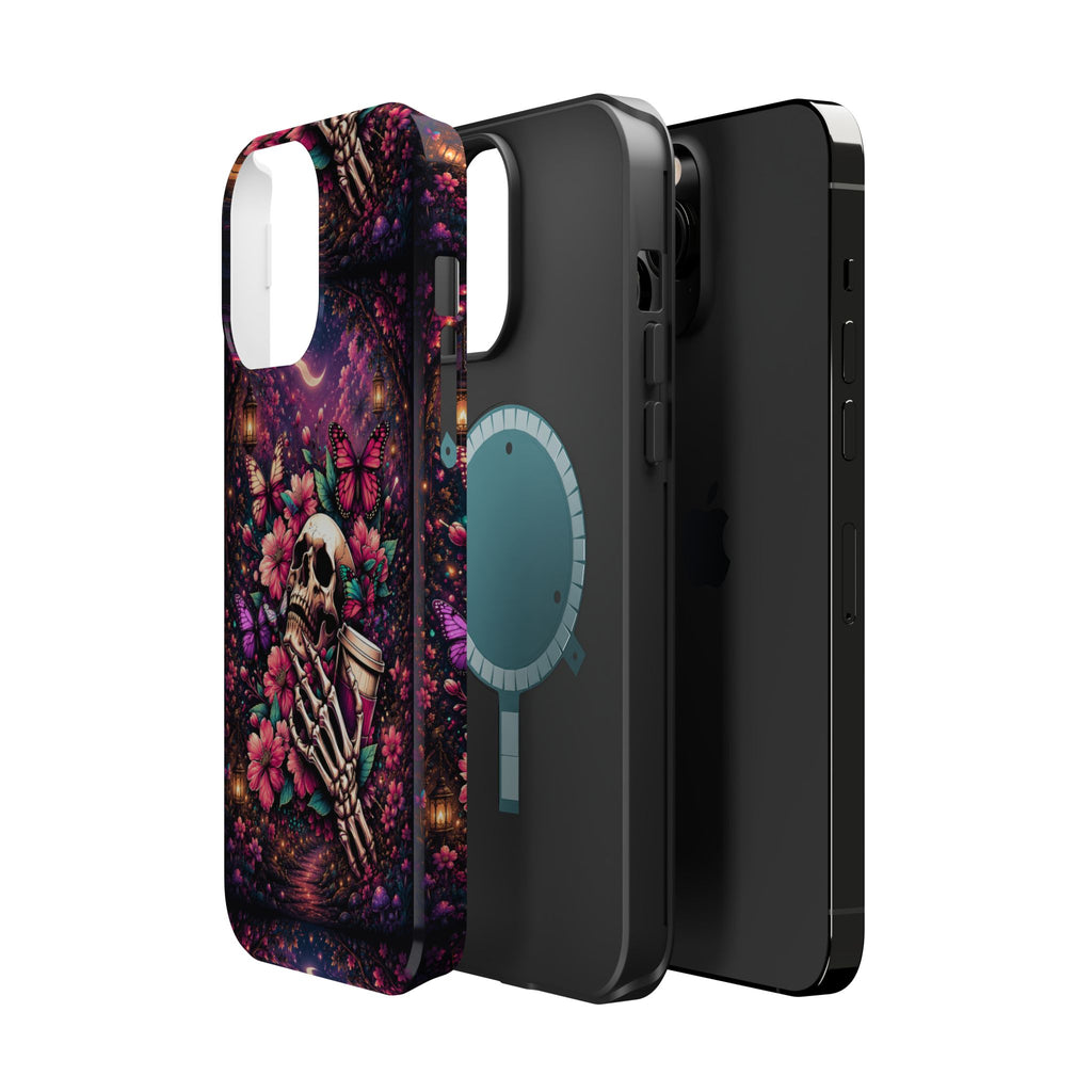 Skull & Butterflies Phone Case – Gothic Floral MagSafe-Compatible Case
