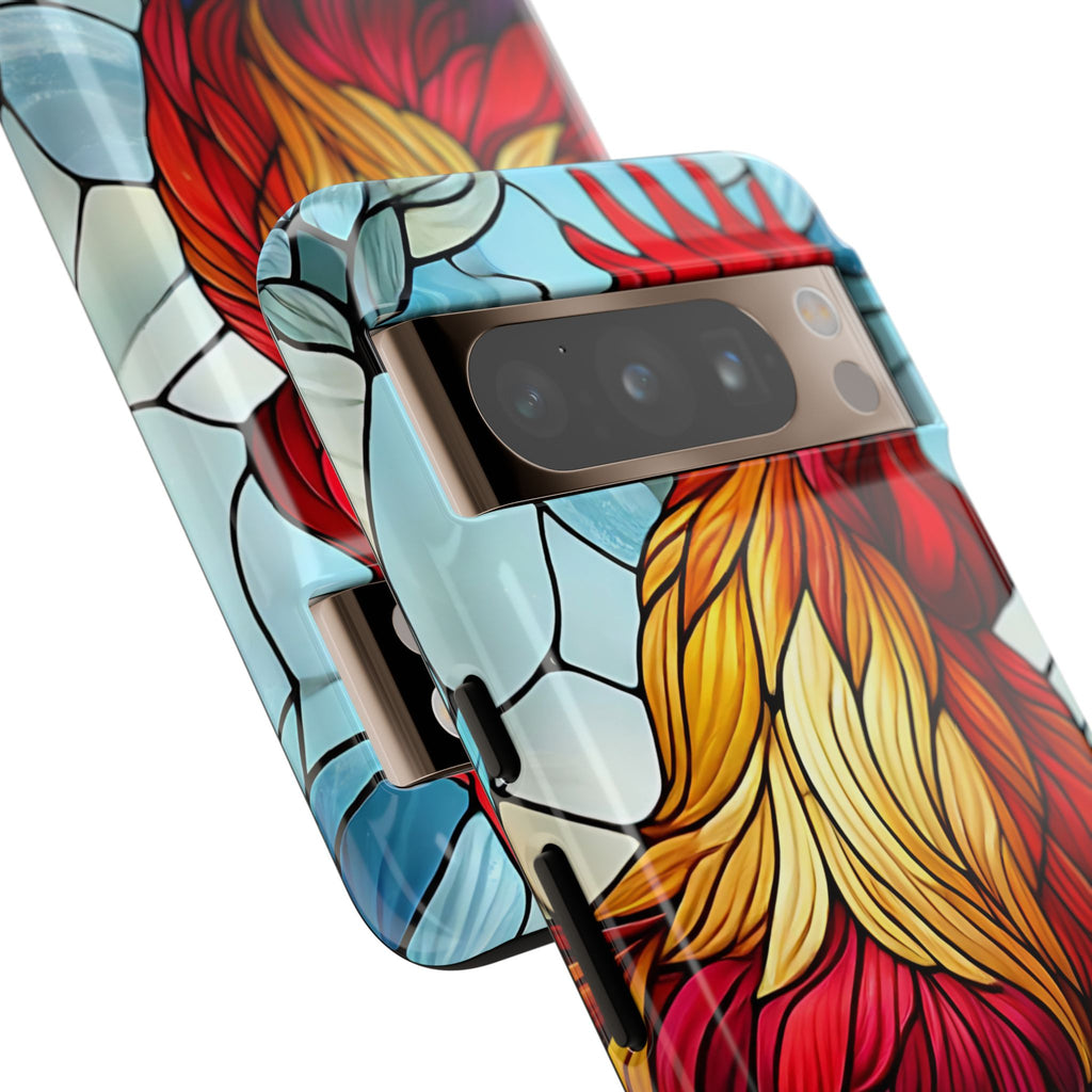Colorful Stained Glass Rooster Android Case, Tough Protective Phone Cover, Farmhouse Decor Protective Phone Case, Unique Chicken Design