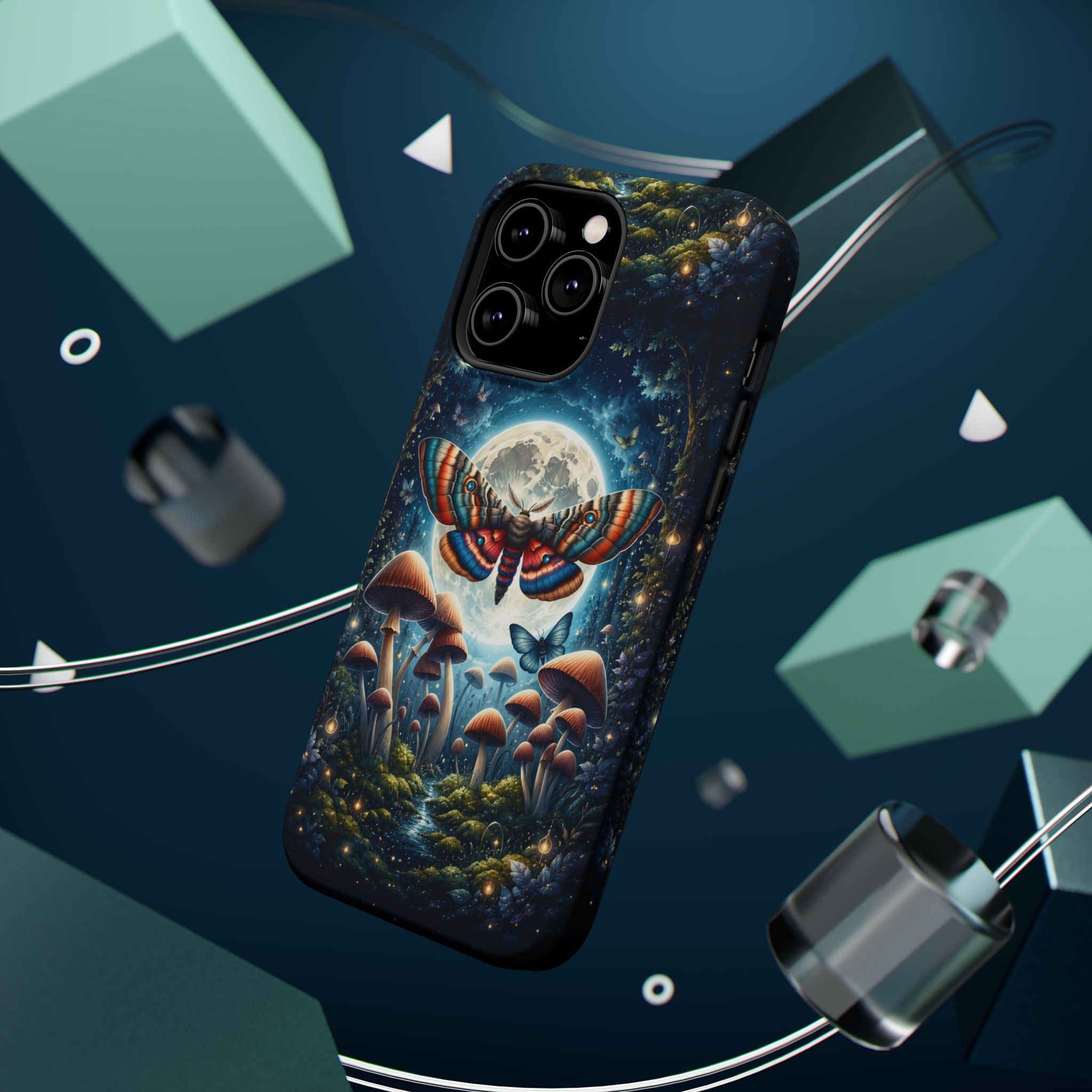 Mystic Moth Moon Phone Case – Whimsical MagSafe-Compatible Cover