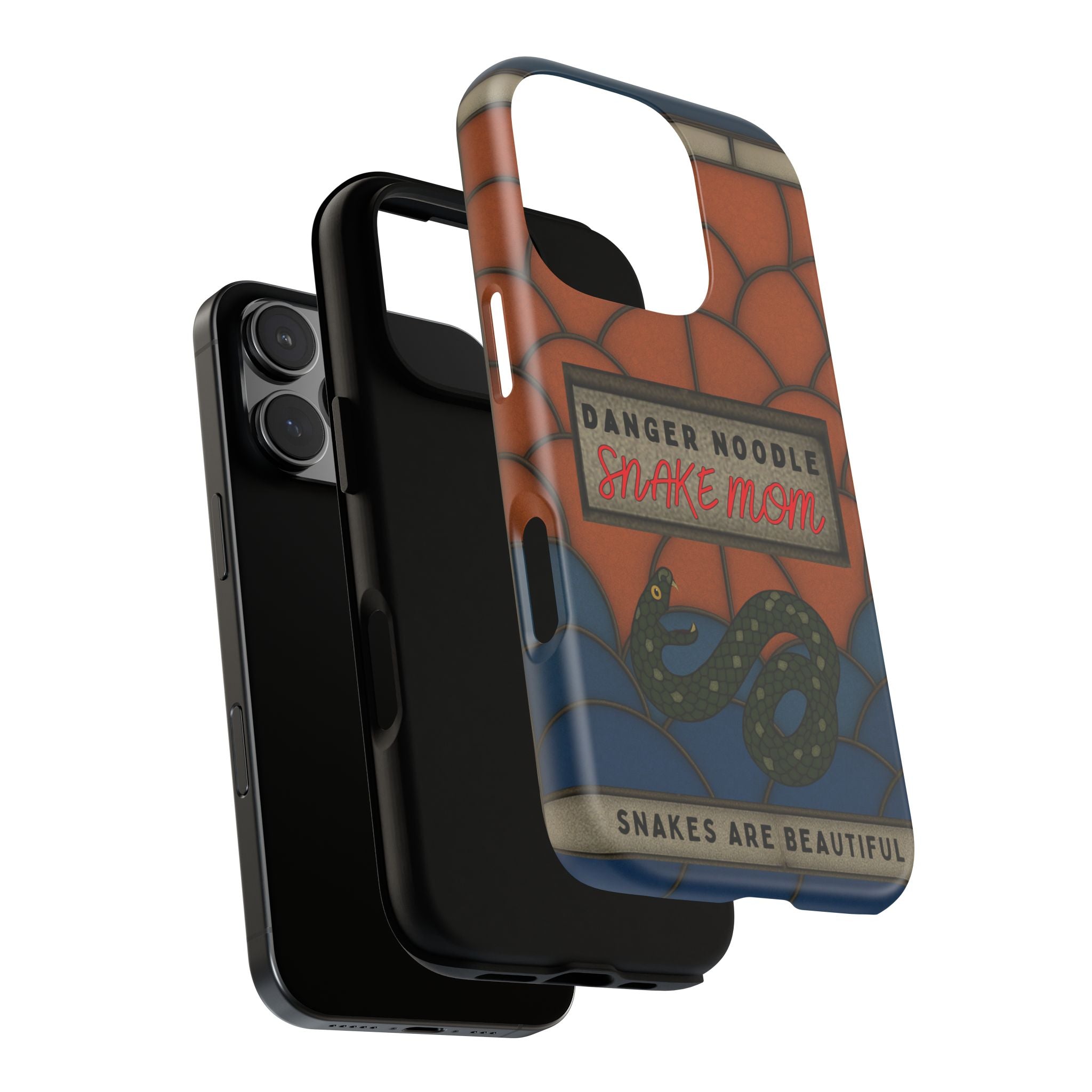 Danger Noodle Snake Mom Phone Case | Snakes Are Beautiful |Stained Glass Snake Art | Funny Snake Lover Gift |  Reptile Mom Phone Cover