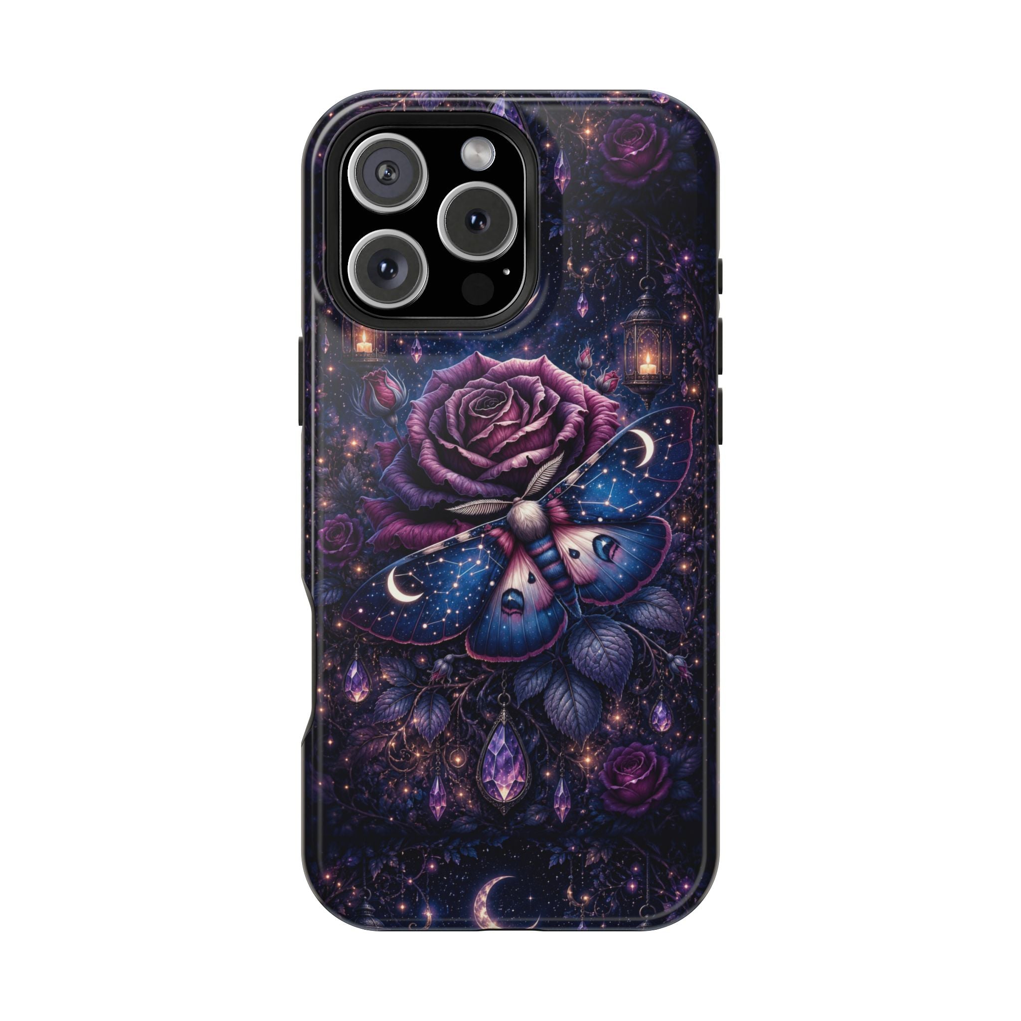 Mystical Rose & Moth Phone Case – Floral MagSafe-Compatible Cover