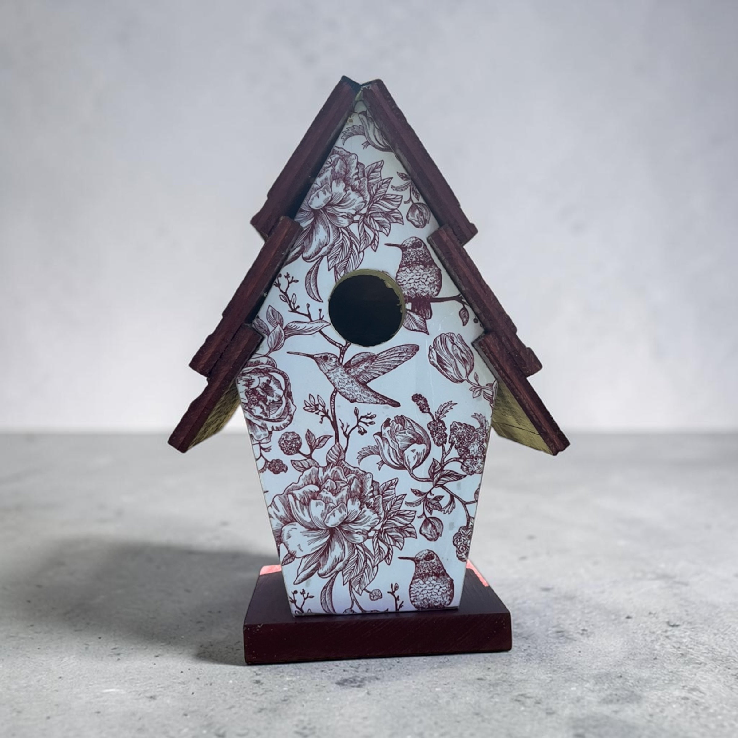 Handmade Classic Burgundy Wooden Birdhouse