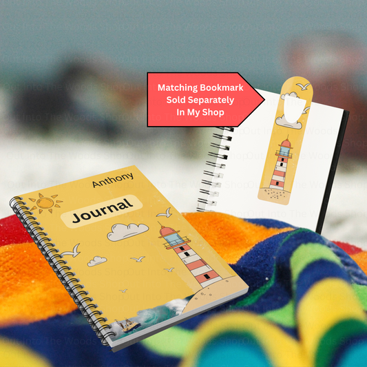 Personalized Coastal Spiral Notebook - Ruled Journal for Kids, Lighthouse Design, Great for School, Gifts, Summer Adventures