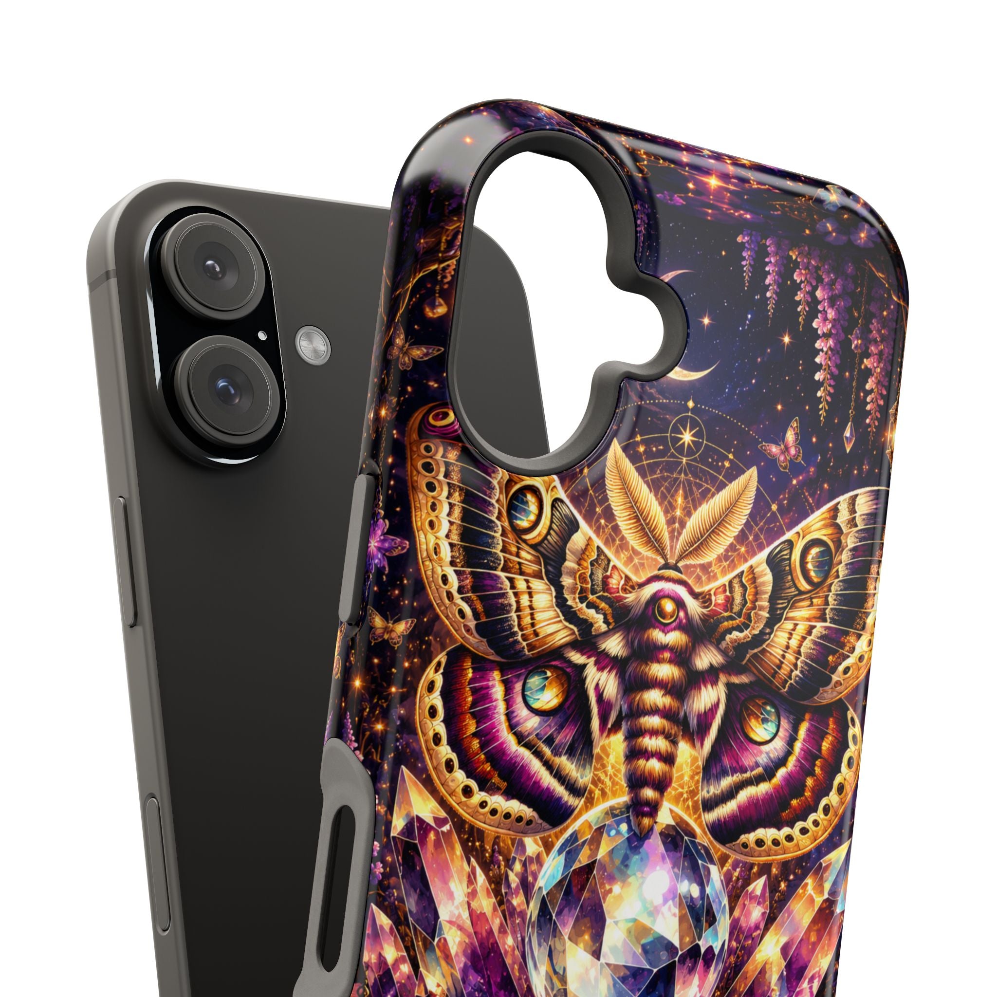 Mystic Moth Crystal Phone Case – Jewel-Toned MagSafe-Compatible Cover