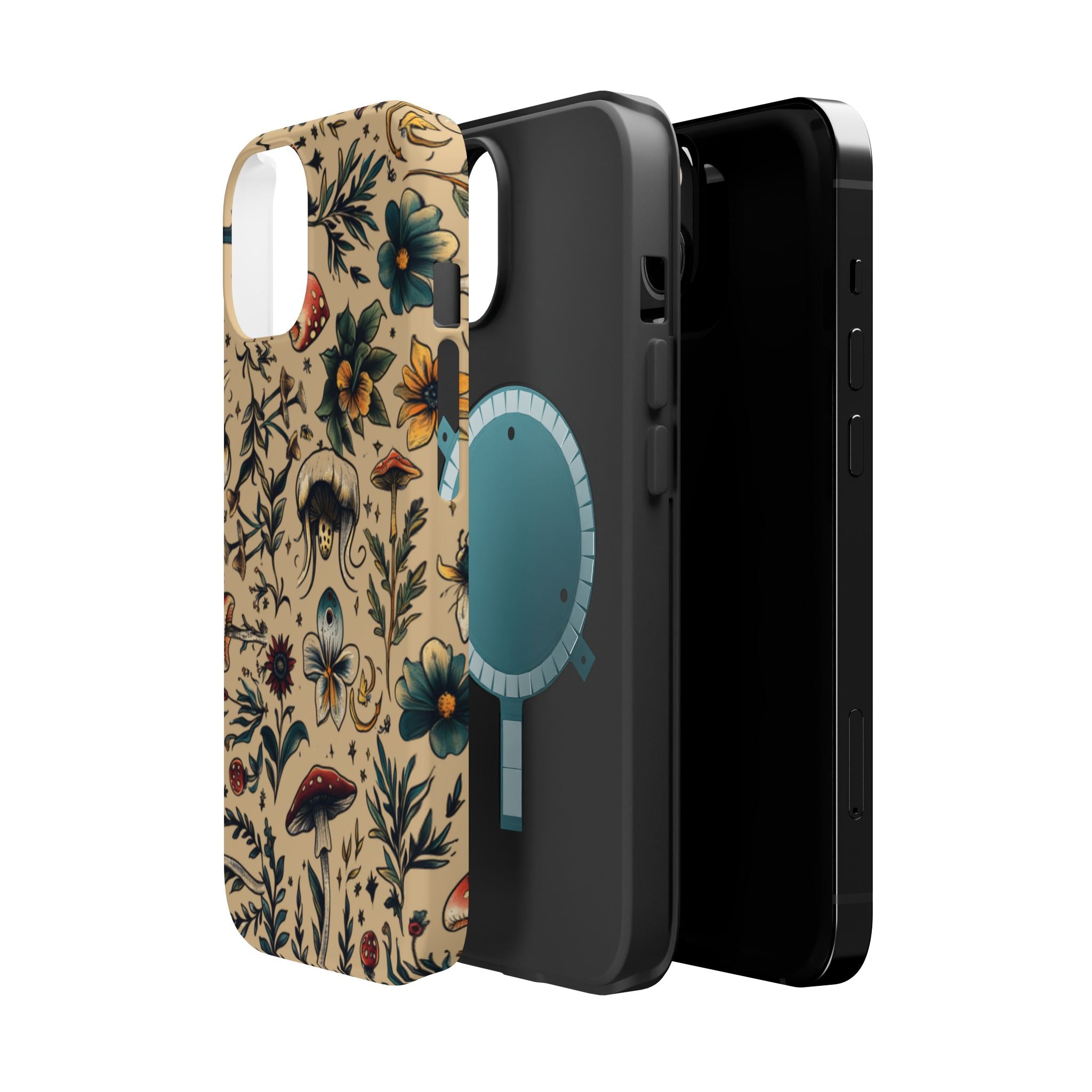 Vintage Botanical Mushroom Phone Case – MagSafe-Compatible Cover