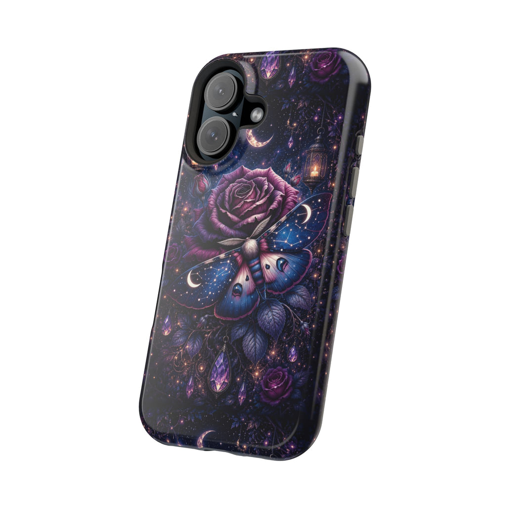 Mystical Rose & Moth Phone Case – Floral MagSafe-Compatible Cover