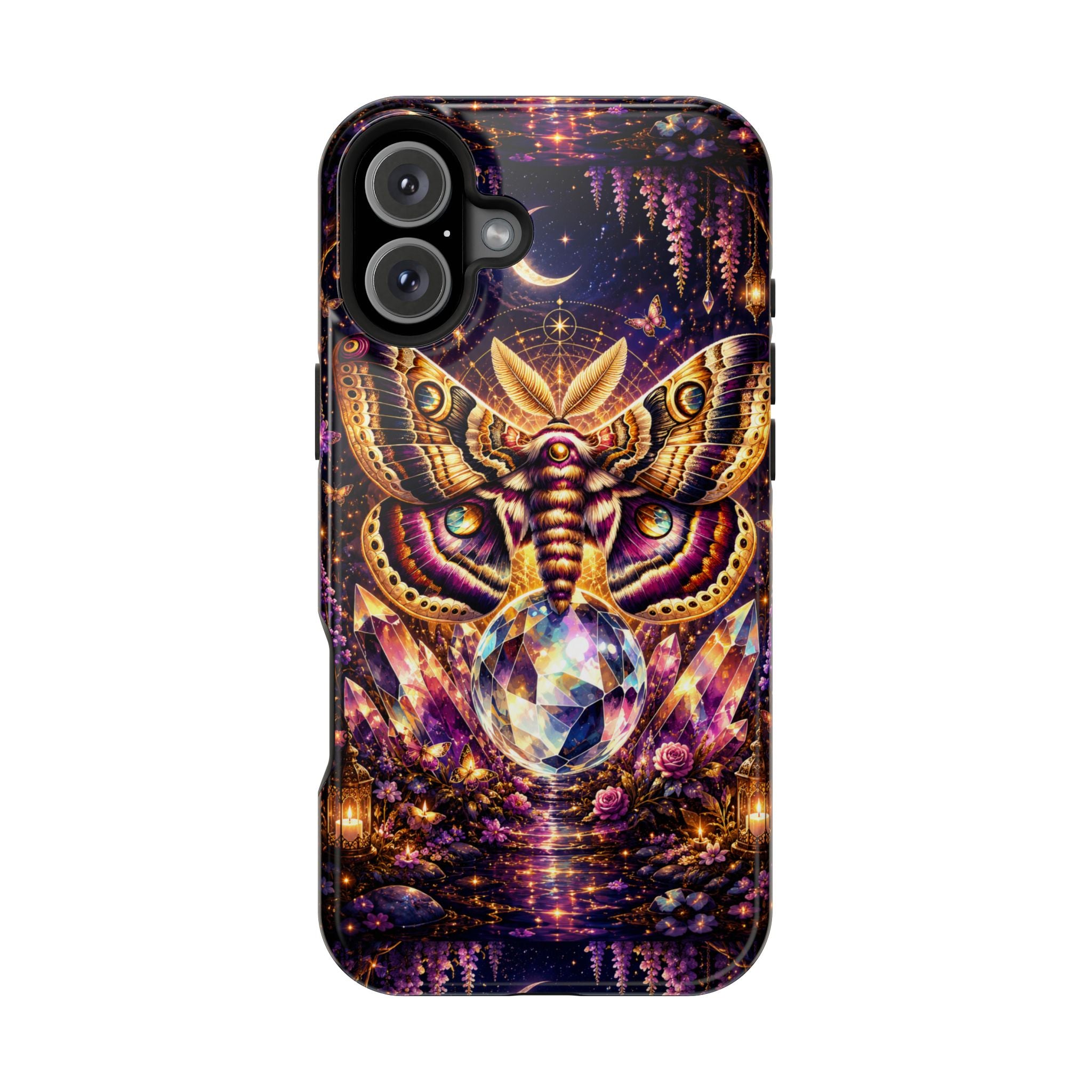 Mystic Moth Crystal Phone Case – Jewel-Toned MagSafe-Compatible Cover