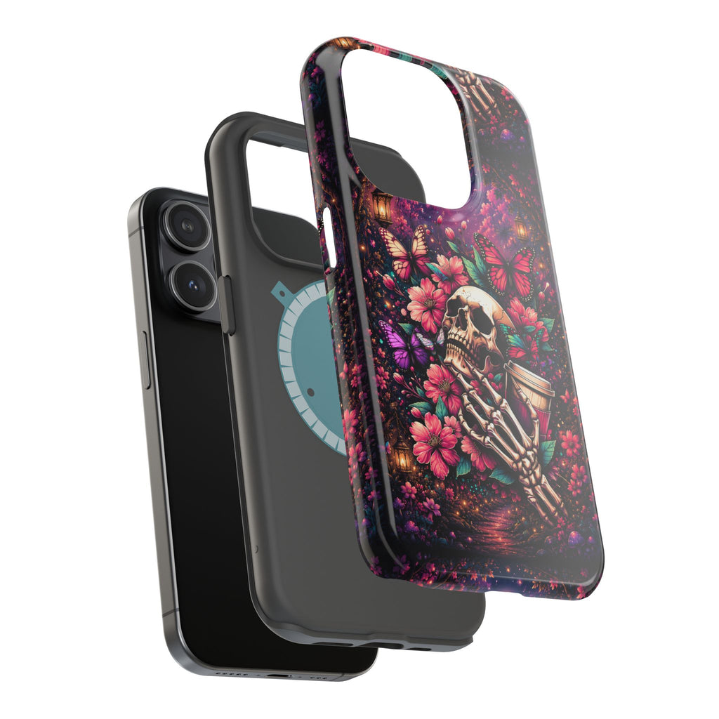 Skull & Butterflies Phone Case – Gothic Floral MagSafe-Compatible Case