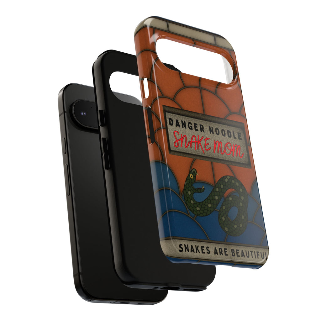 Danger Noodle Snake Mom Phone Case | Snakes Are Beautiful |Stained Glass Snake Art | Funny Snake Lover Gift |  Reptile Mom Phone Cover