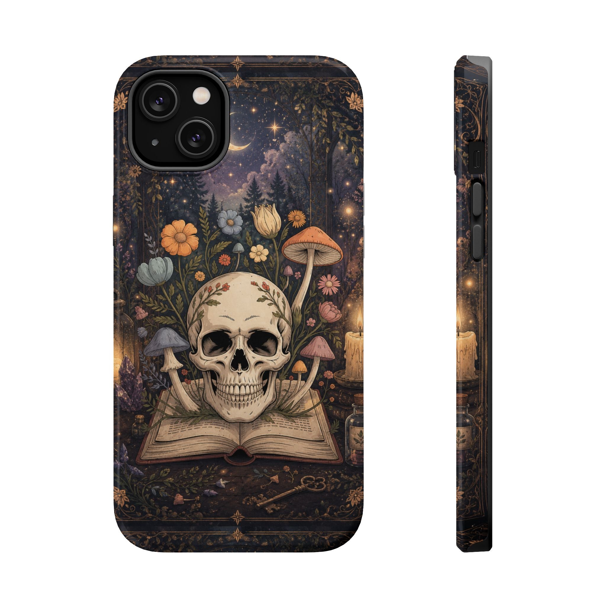 Skull & Mushroom Phone Case – Gothic MagSafe-Compatible Impact-Resistant Case