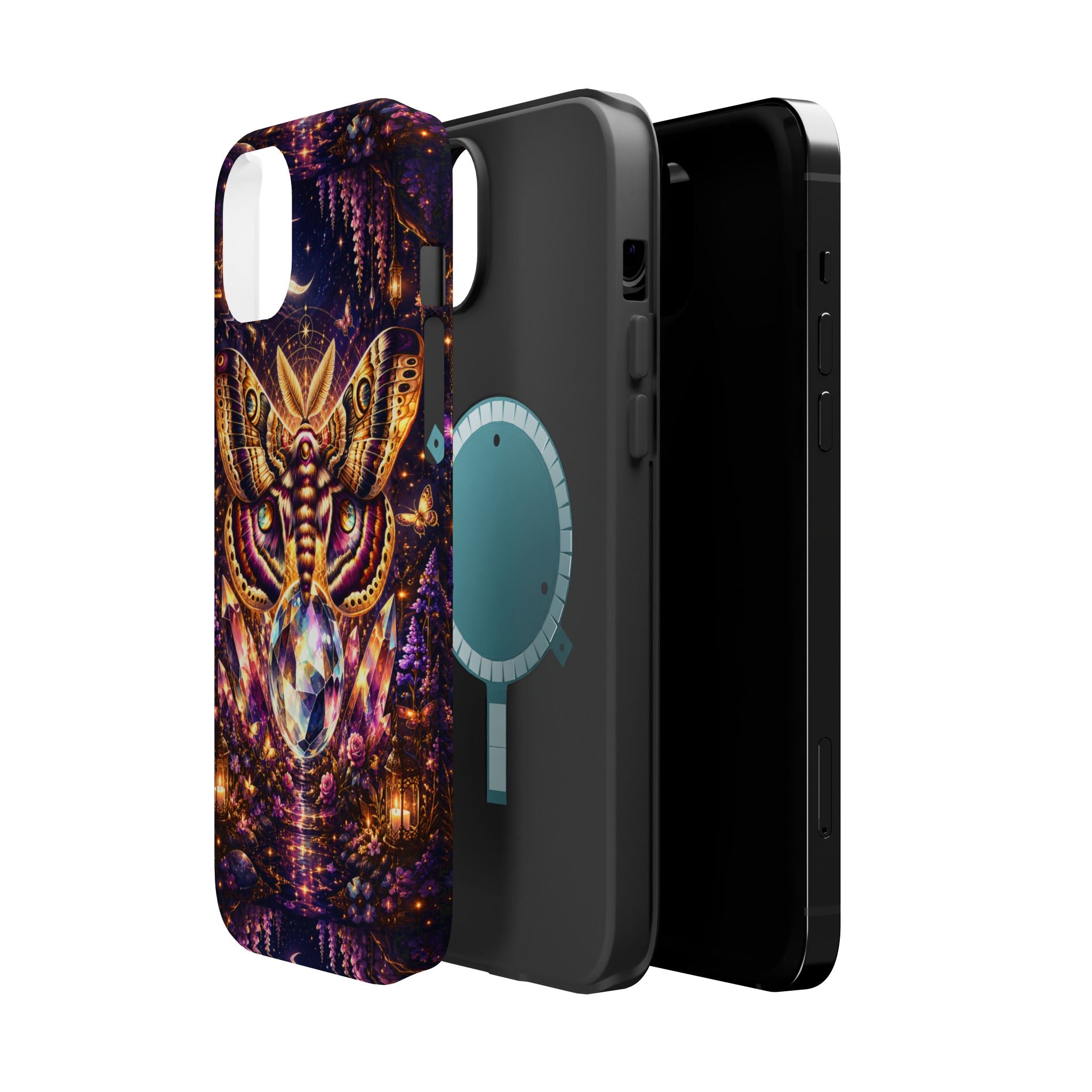 Mystic Moth Crystal Phone Case – Jewel-Toned MagSafe-Compatible Cover