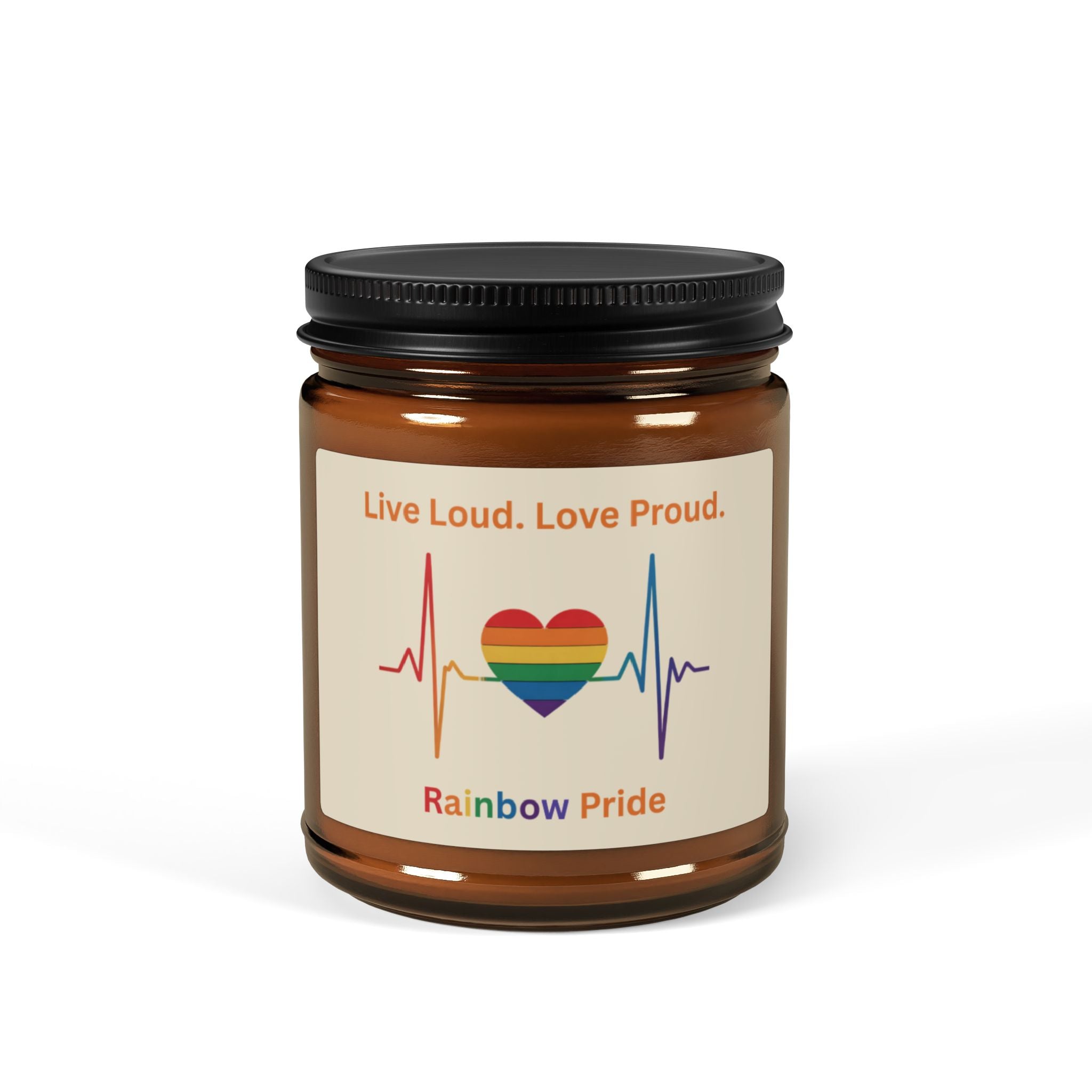 Pride Rainbow Heartbeat Scented Soy Candle, Pride Celebrations Gift for LGBTQ+ Friends, Inclusive Statement Candle Grad Gift from Mom Dad