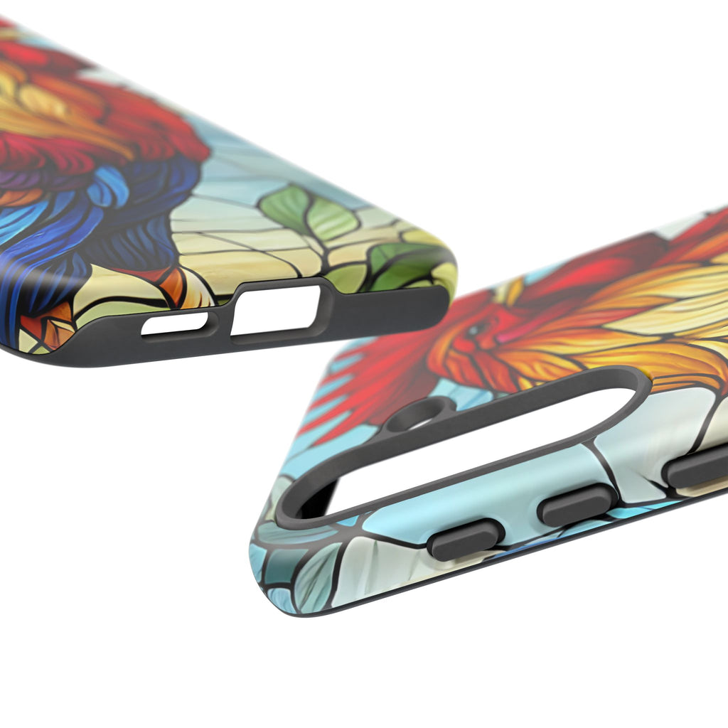 Rooster Faux Stained Glass Phone Case – 3D Full-Wrap Protective Cover with TPU Liner