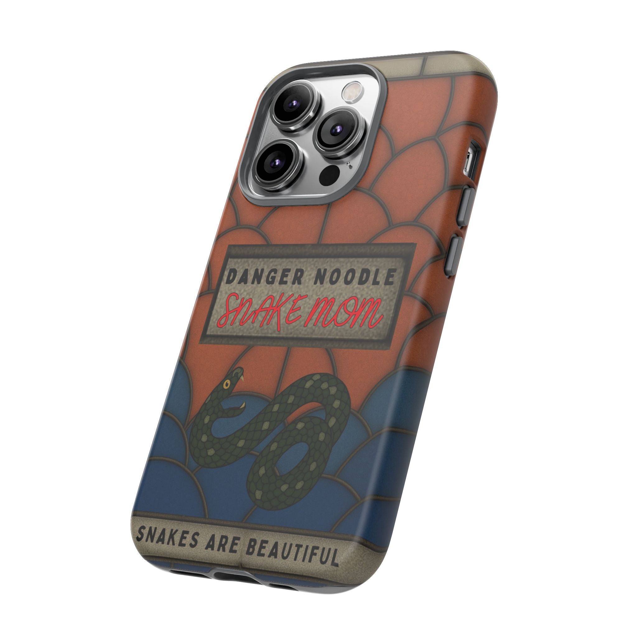 Danger Noodle Snake Mom Phone Case | Snakes Are Beautiful |Stained Glass Snake Art | Funny Snake Lover Gift |  Reptile Mom Phone Cover
