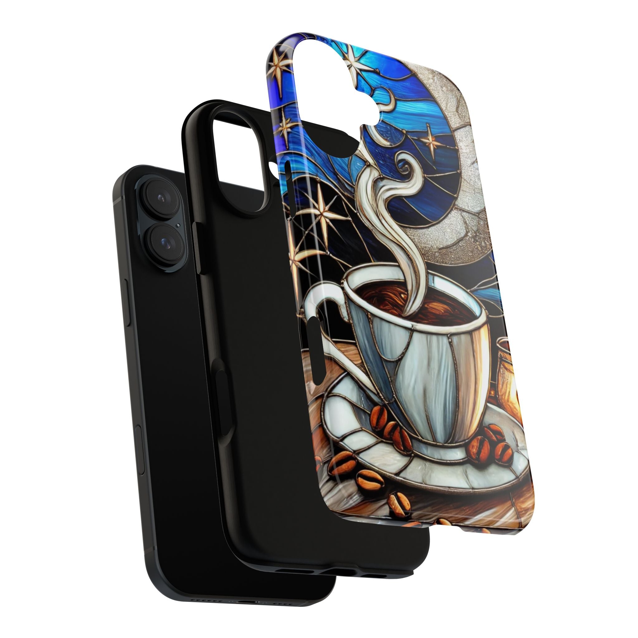 Stained Glass Coffee Phone Case – Cozy Artistic Design for Coffee Lovers