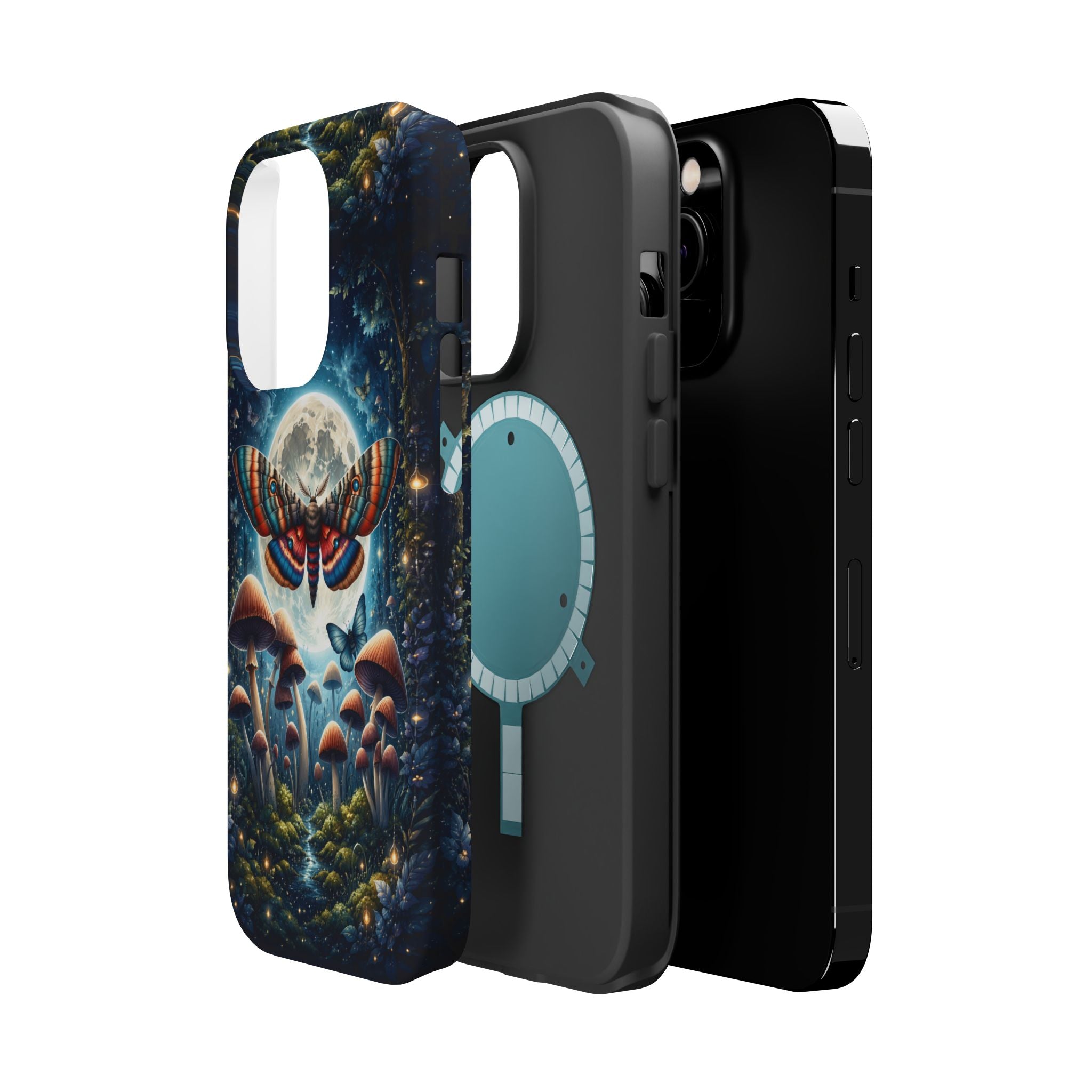 Mystic Moth Moon Phone Case – Whimsical MagSafe-Compatible Cover