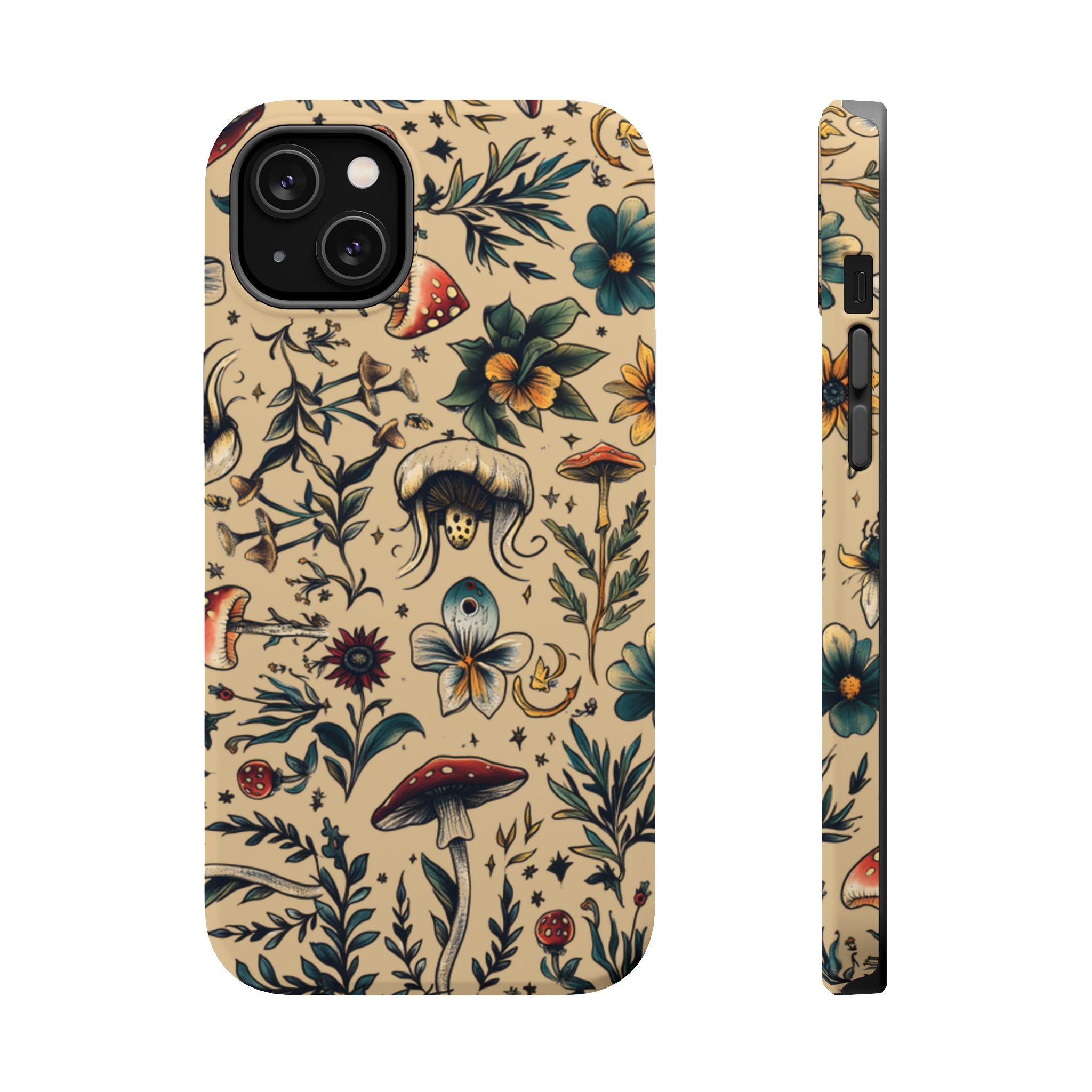 Vintage Botanical Mushroom Phone Case – MagSafe-Compatible Cover