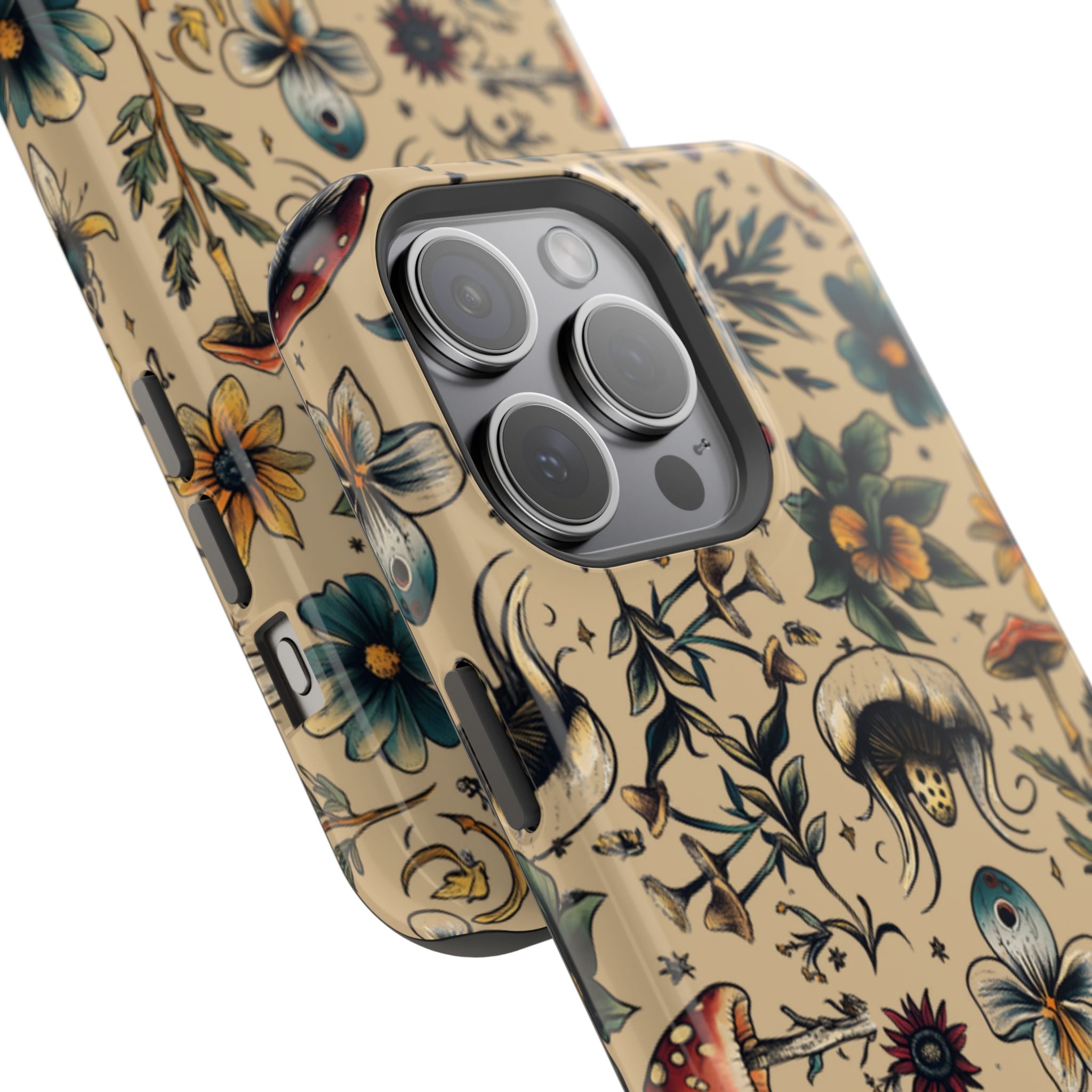 Vintage Botanical Mushroom Phone Case – MagSafe-Compatible Cover