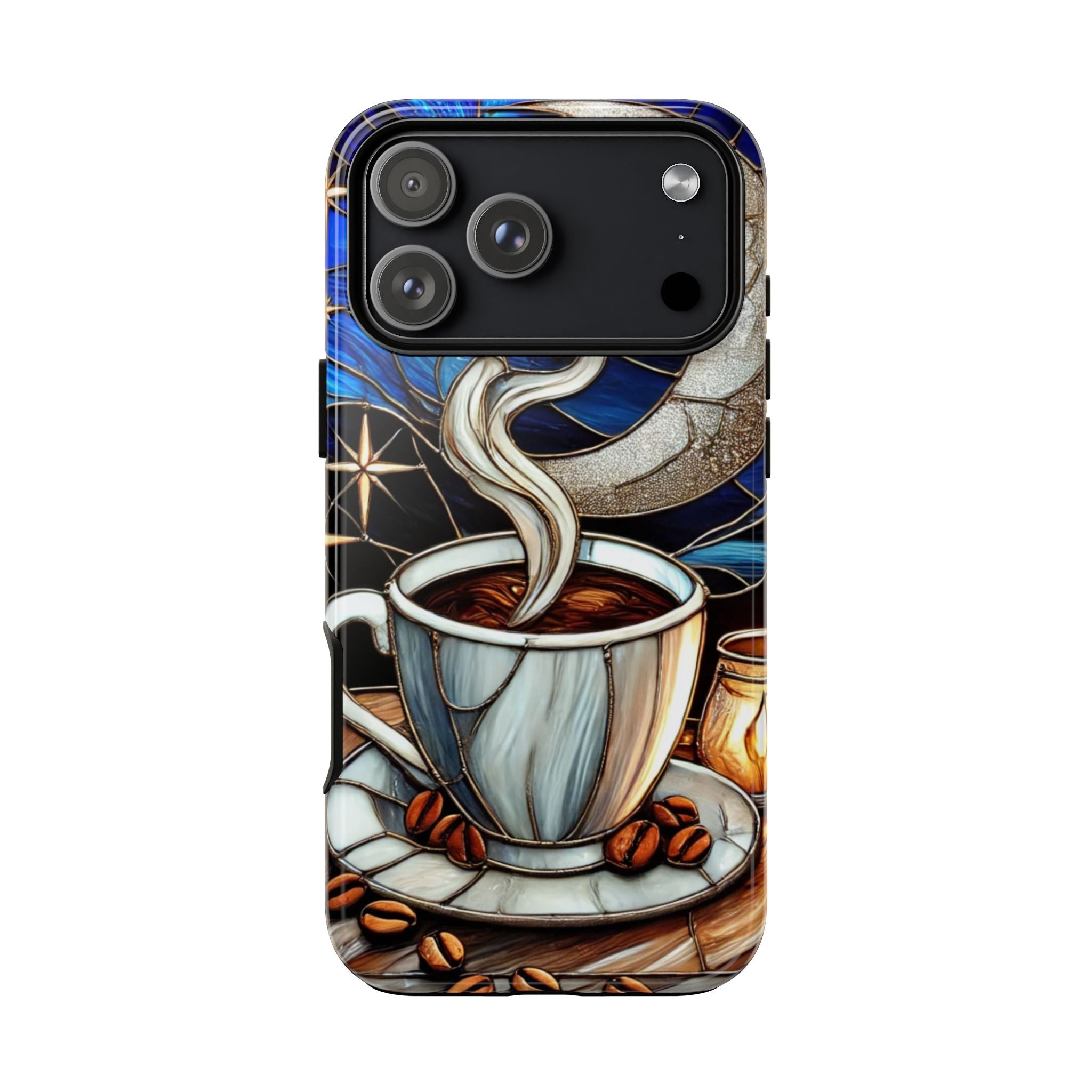 Stained Glass Coffee Phone Case – Cozy Artistic Design for Coffee Lovers