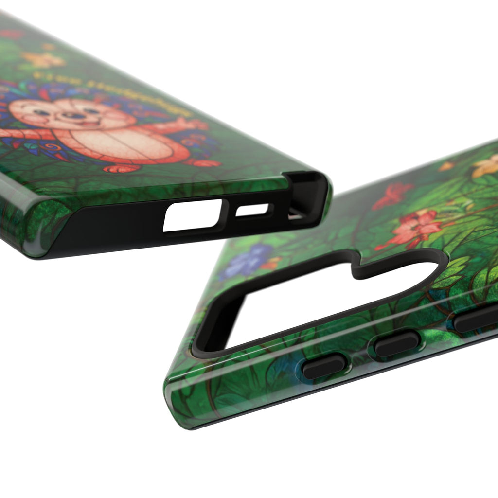Stained Glass Hedgehog Phone Case – "Free Hedgehugs" Floral Design