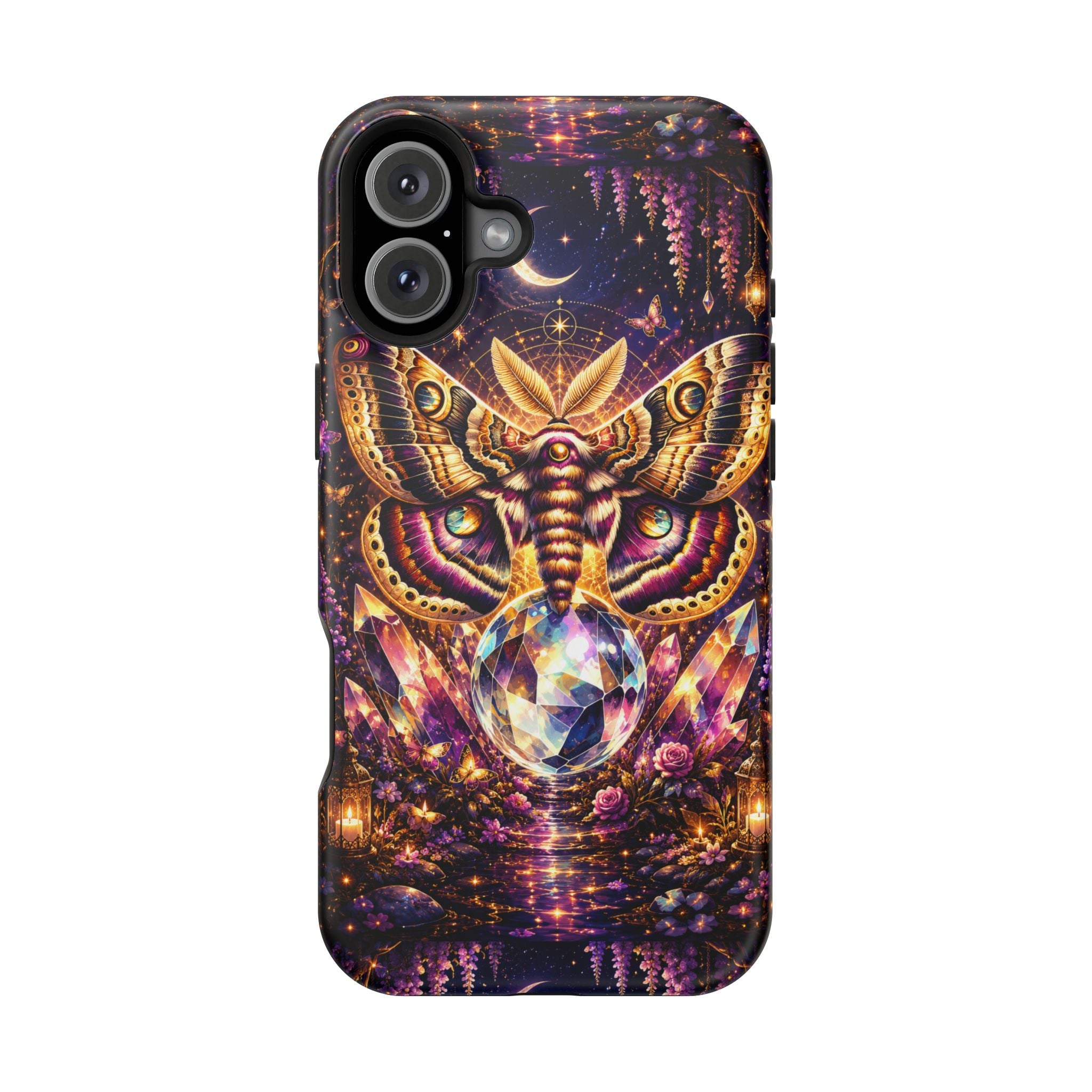 Mystic Moth Crystal Phone Case – Jewel-Toned MagSafe-Compatible Cover