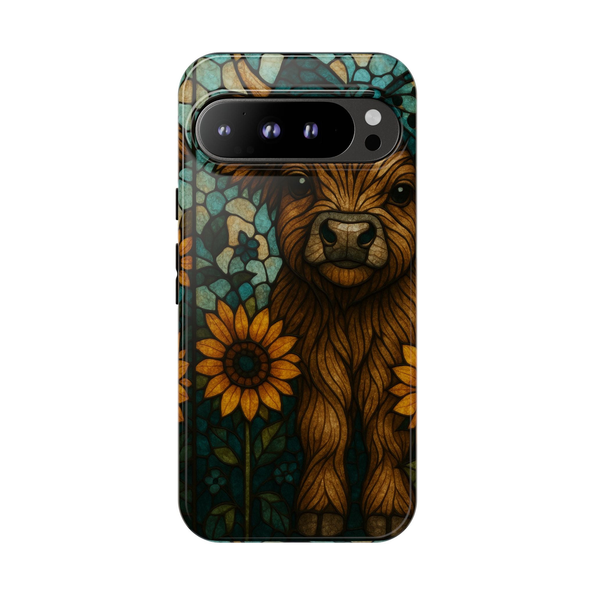 Stained Glass Baby Cow Phone Case – Sunflower Farmhouse Animal Design