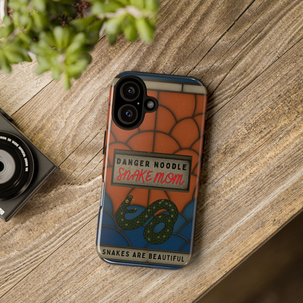 Danger Noodle Snake Mom Phone Case | Snakes Are Beautiful |Stained Glass Snake Art | Funny Snake Lover Gift |  Reptile Mom Phone Cover