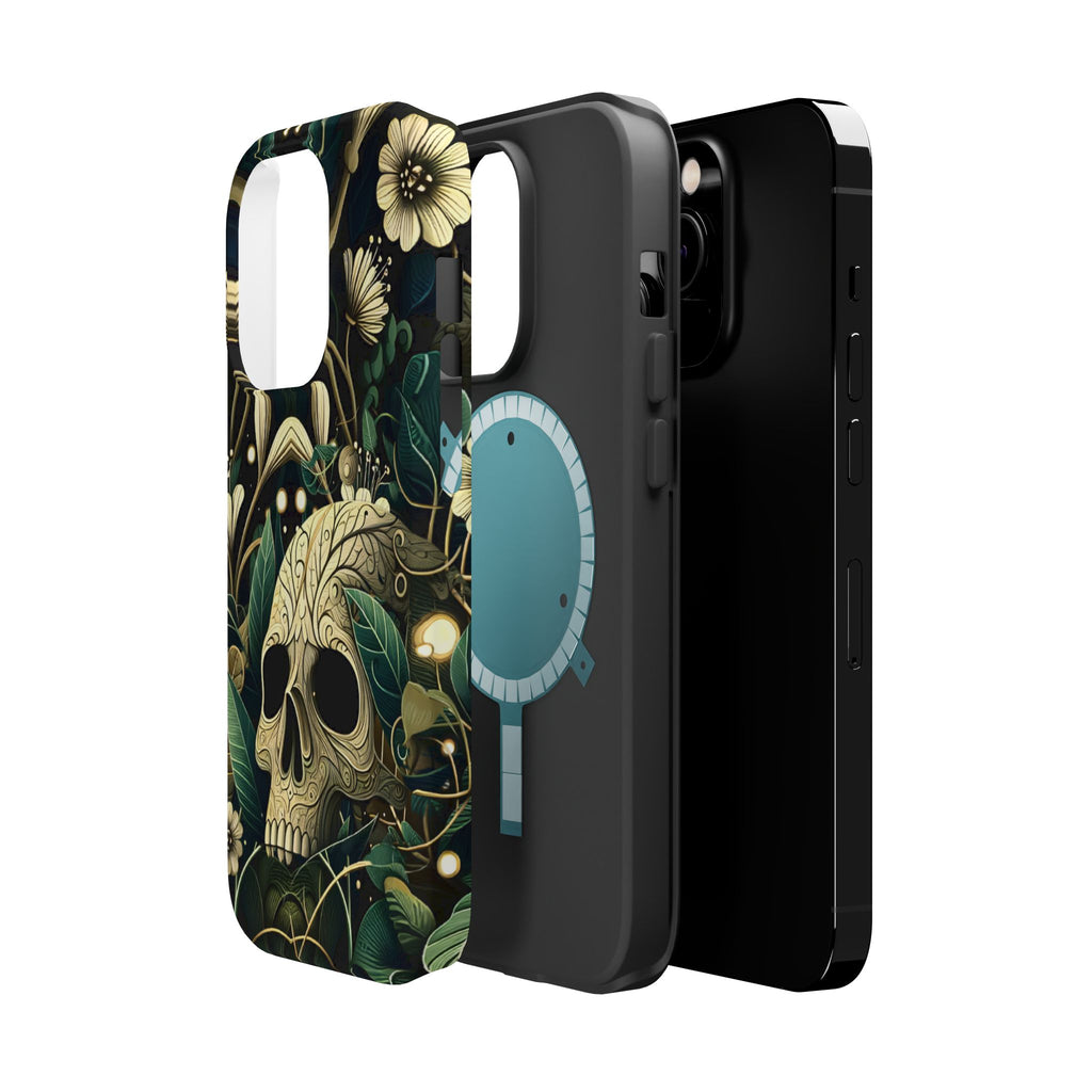 Floral Skull Phone Case – Botanical Gothic MagSafe-Compatible Cover