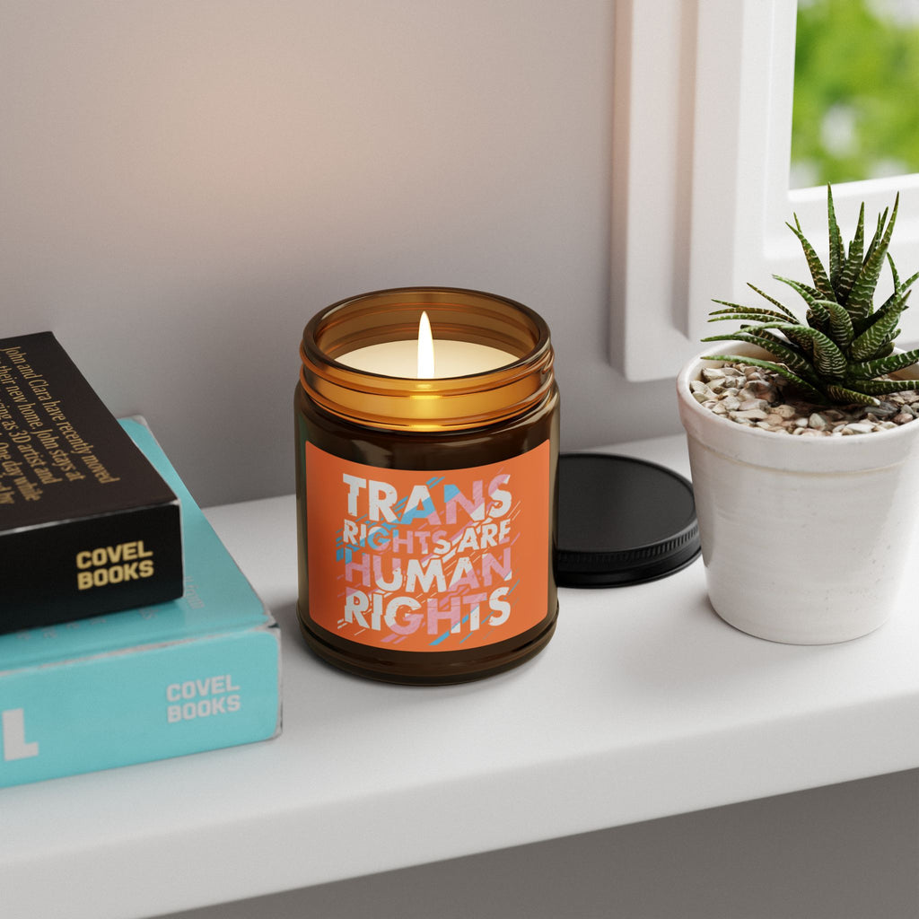Trans Rights Are Human Rights Scented Soy Candle, LGBTQ Inclusive Statement Candle, Trans Community Gift For Friend, Pride Celebration Decor