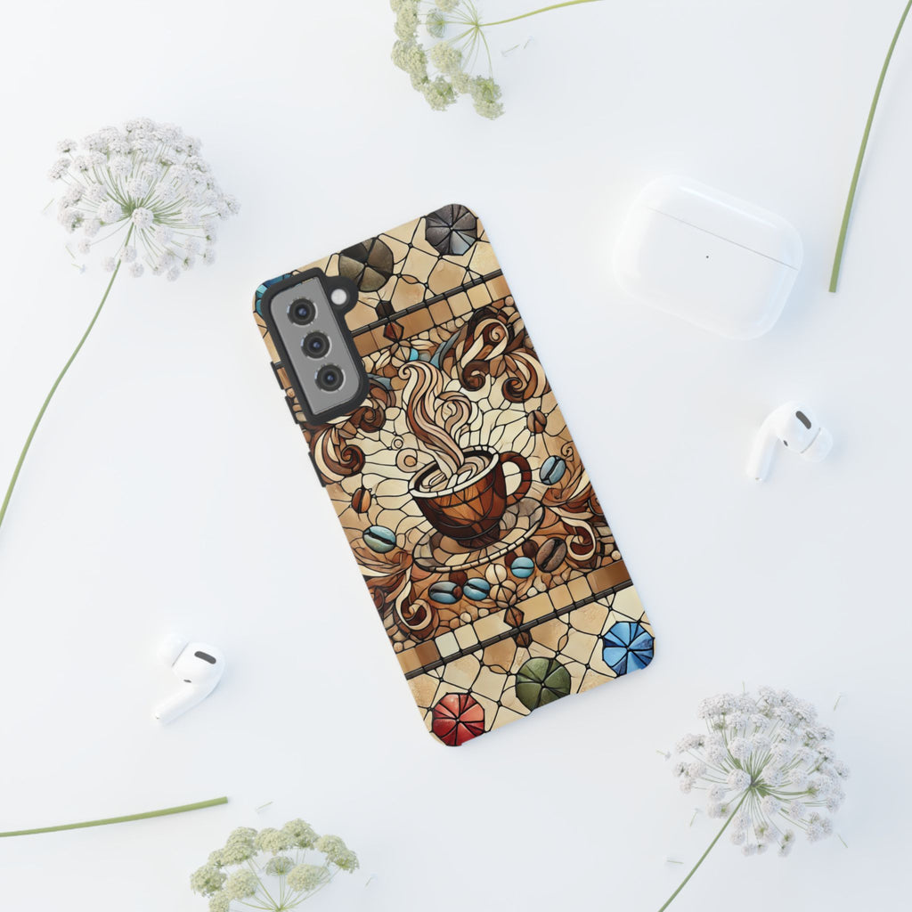 Stained Glass Coffee Android Phone Case – Shockproof TPU, 3D Wrap