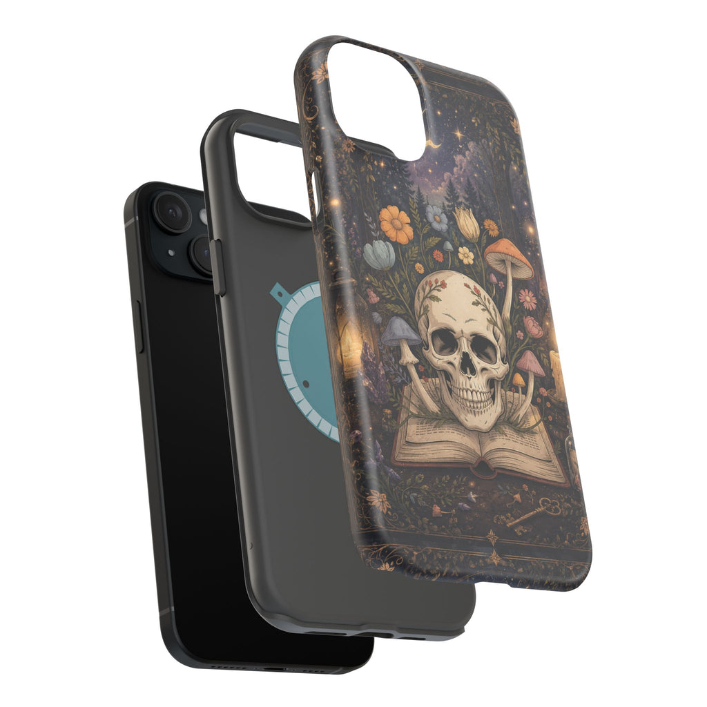 Skull & Mushroom Phone Case – Gothic MagSafe-Compatible Impact-Resistant Case